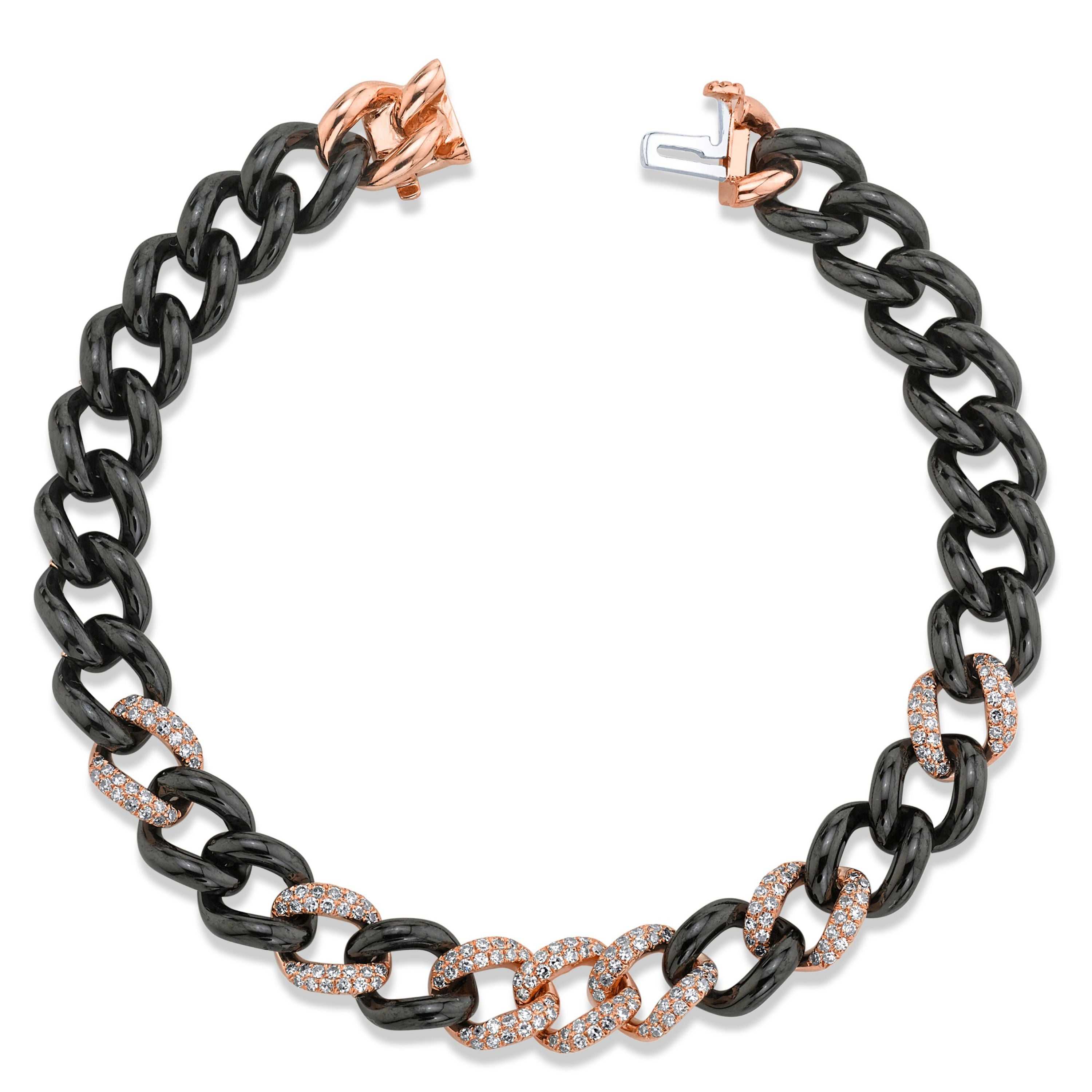 BLACK CERAMIC PAVE MEDIUM LINK BRACELET