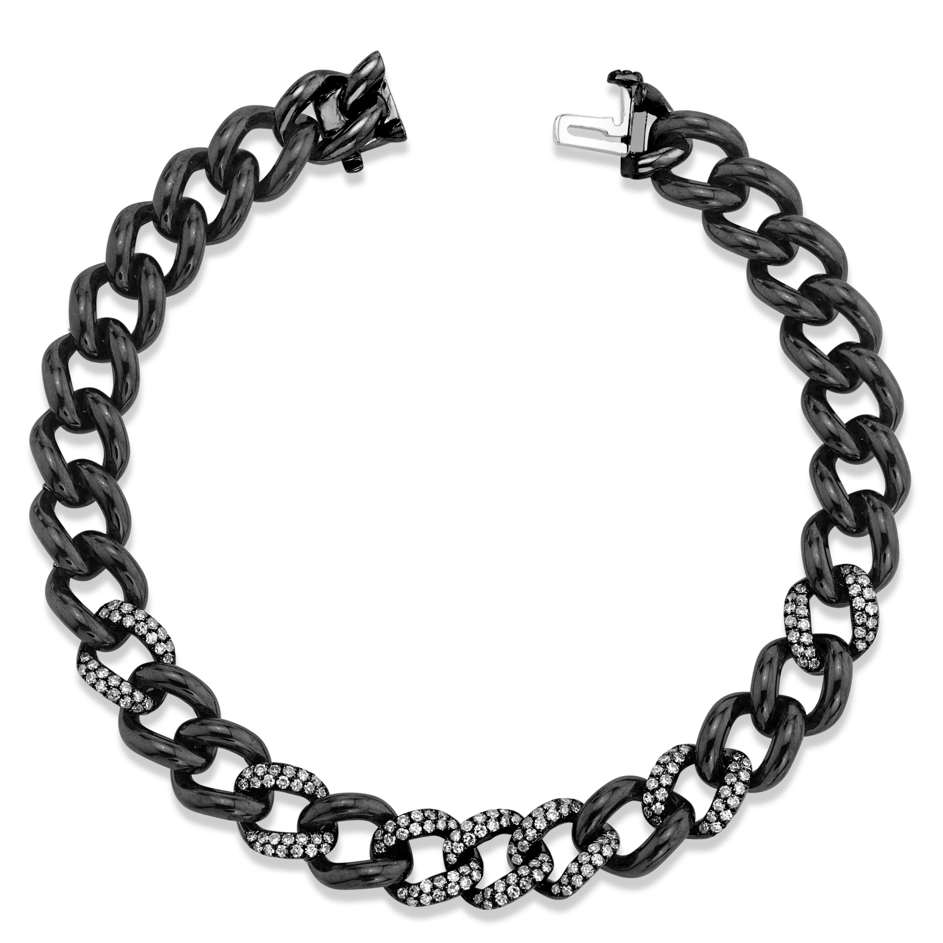 BLACK CERAMIC PAVE MEDIUM LINK BRACELET
