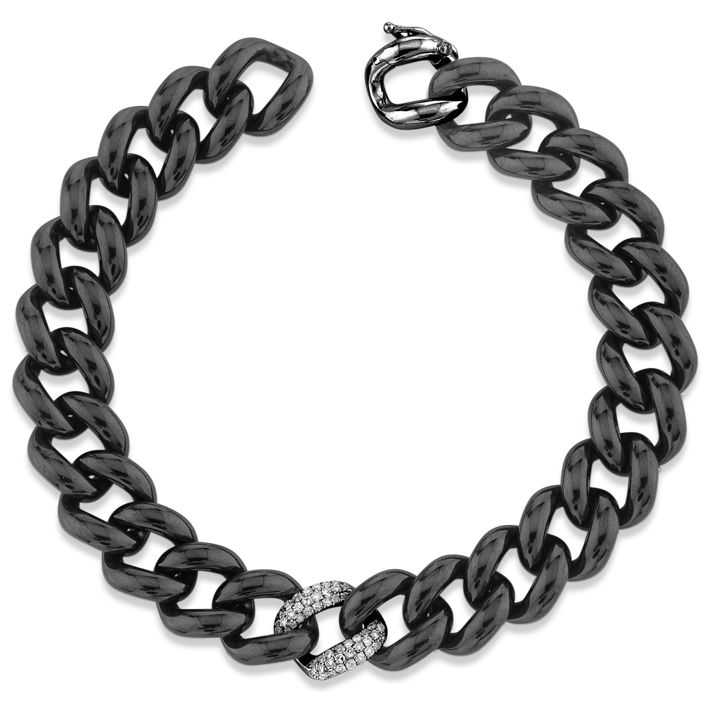 DIAMOND SINGLE PAVE & BLACK CERAMIC ESSENTIAL LINK BRACELET