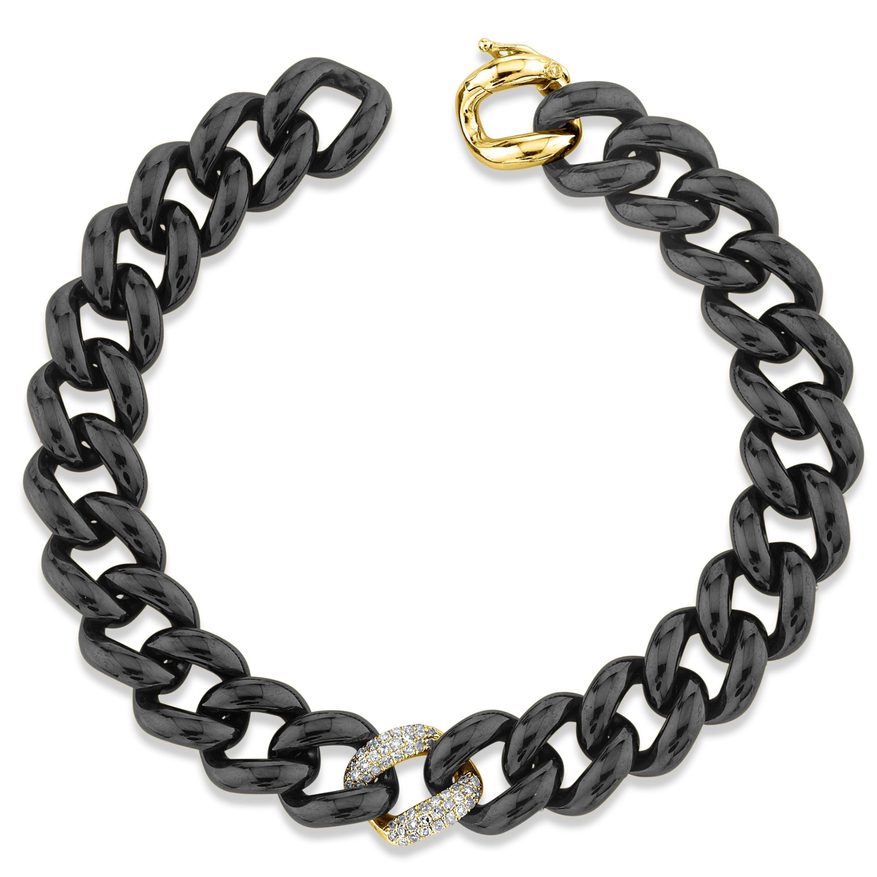 DIAMOND SINGLE PAVE & BLACK CERAMIC ESSENTIAL LINK BRACELET