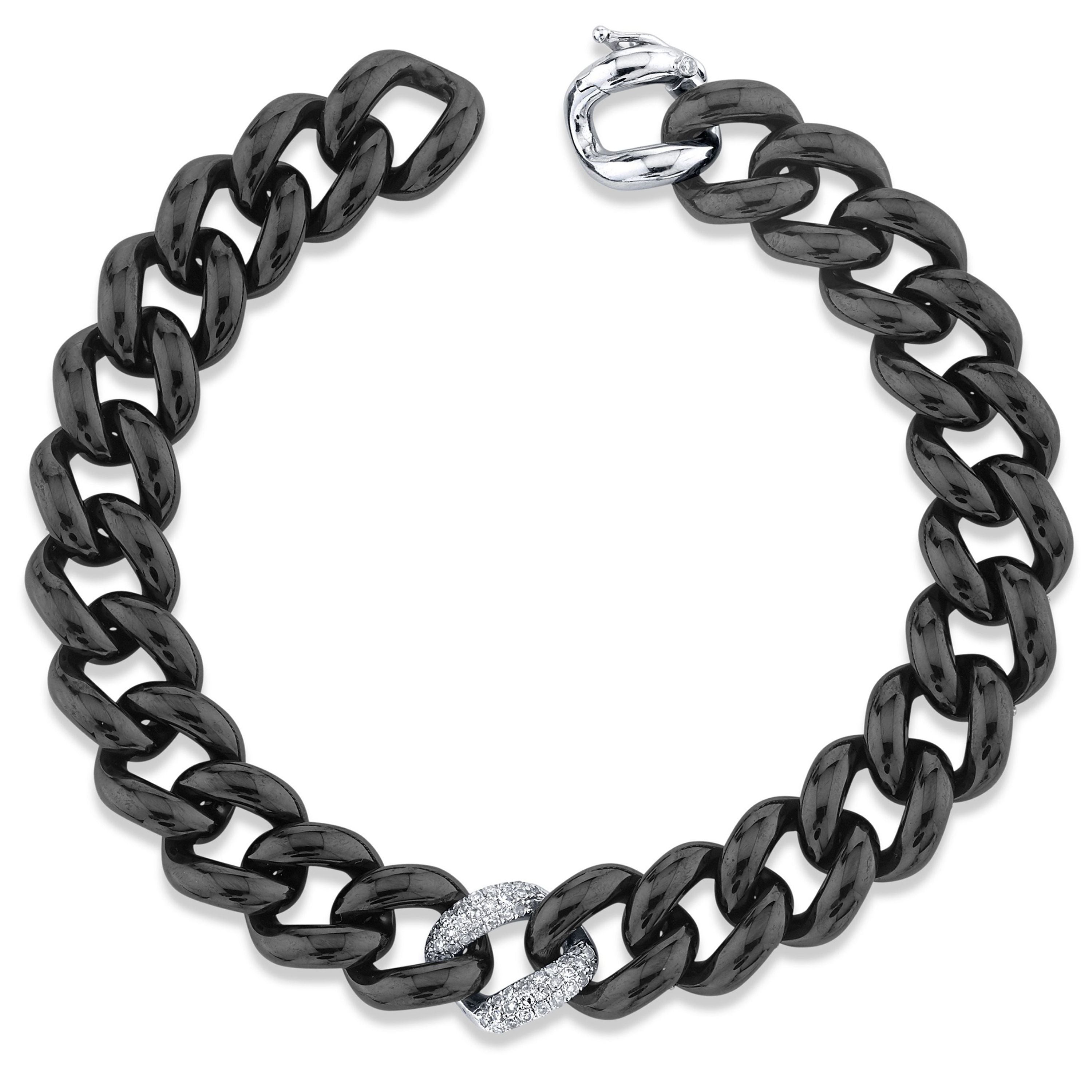 DIAMOND SINGLE PAVE & BLACK CERAMIC ESSENTIAL LINK BRACELET