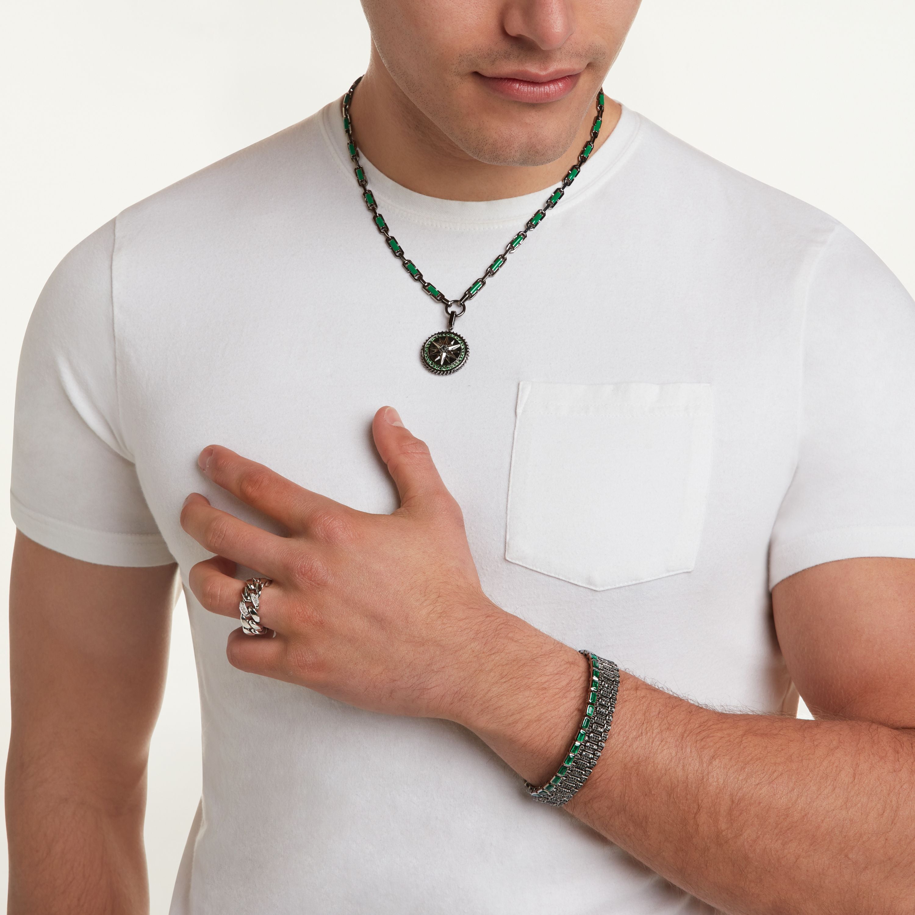 READY TO SHIP MEN'S DIAMOND SINGLE PAVE FLAT LINK RING