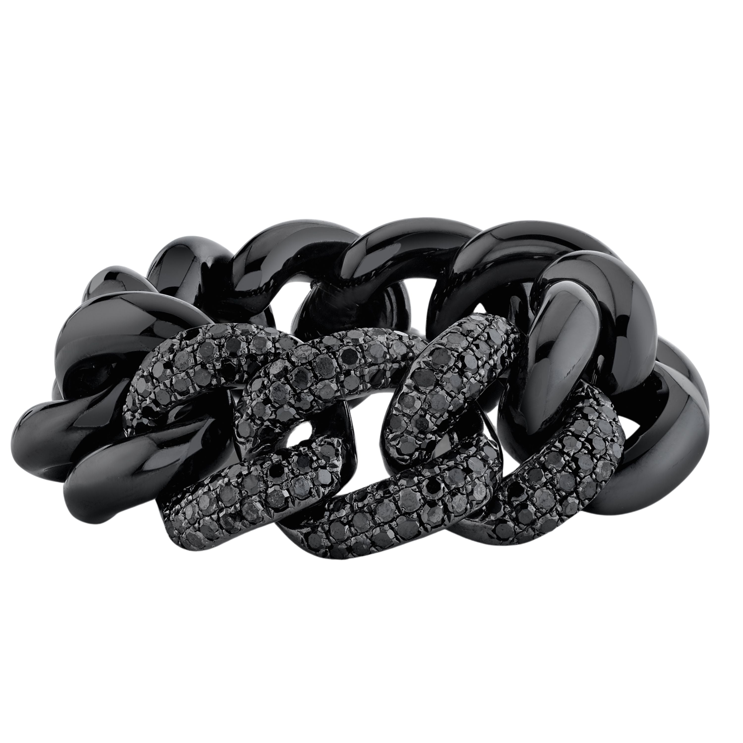 MEN'S BLACK DIAMOND PAVE BLACK CERAMIC LINK RING