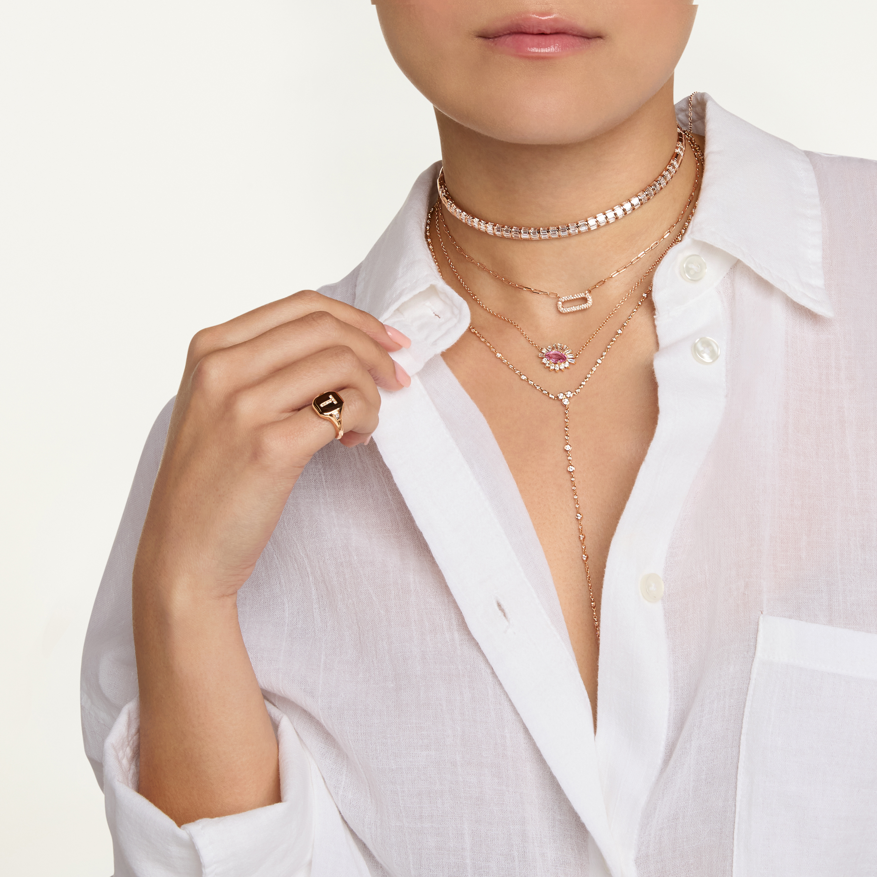 DIAMOND INITIAL PINKY RING