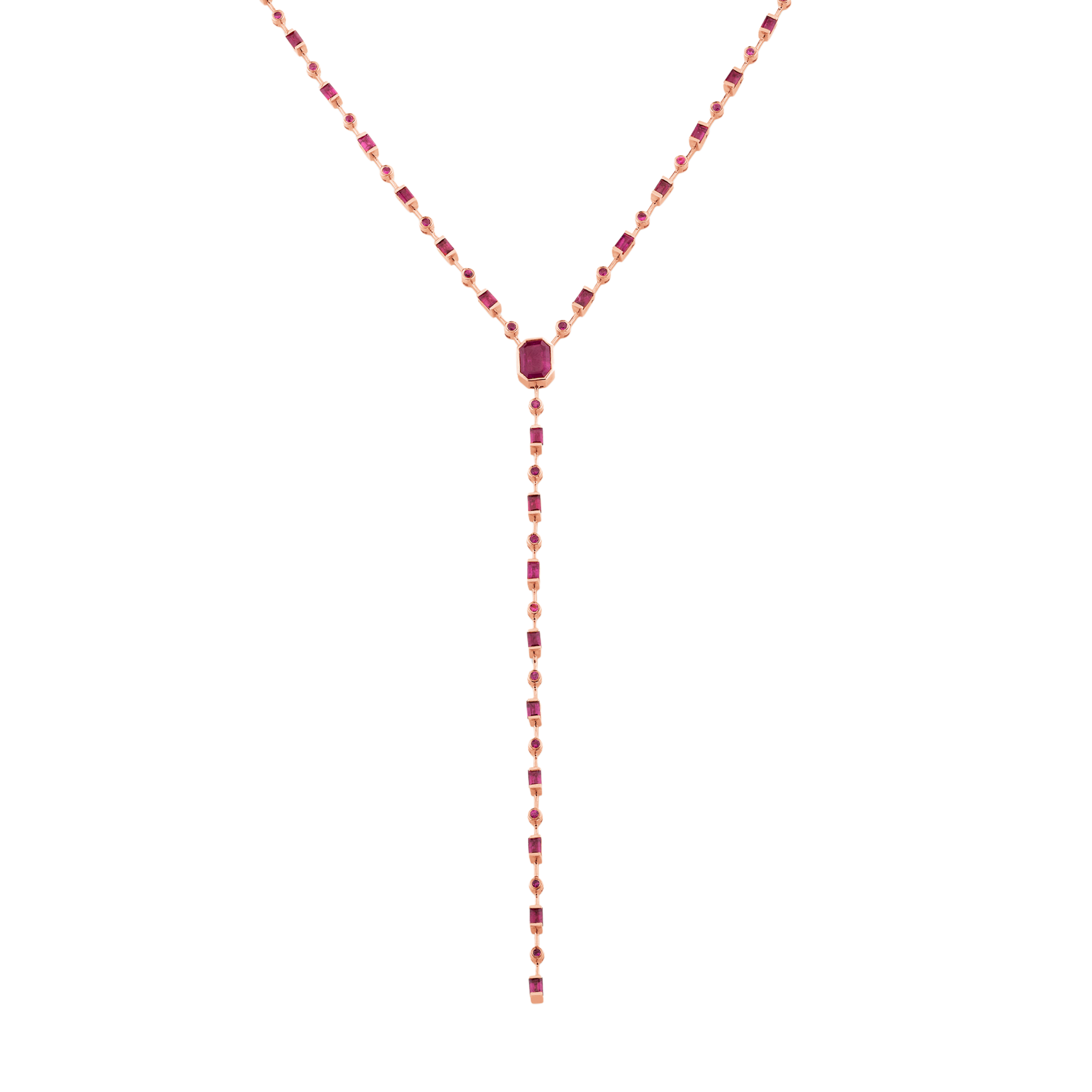 MIXED RUBY Y NECKLACE
