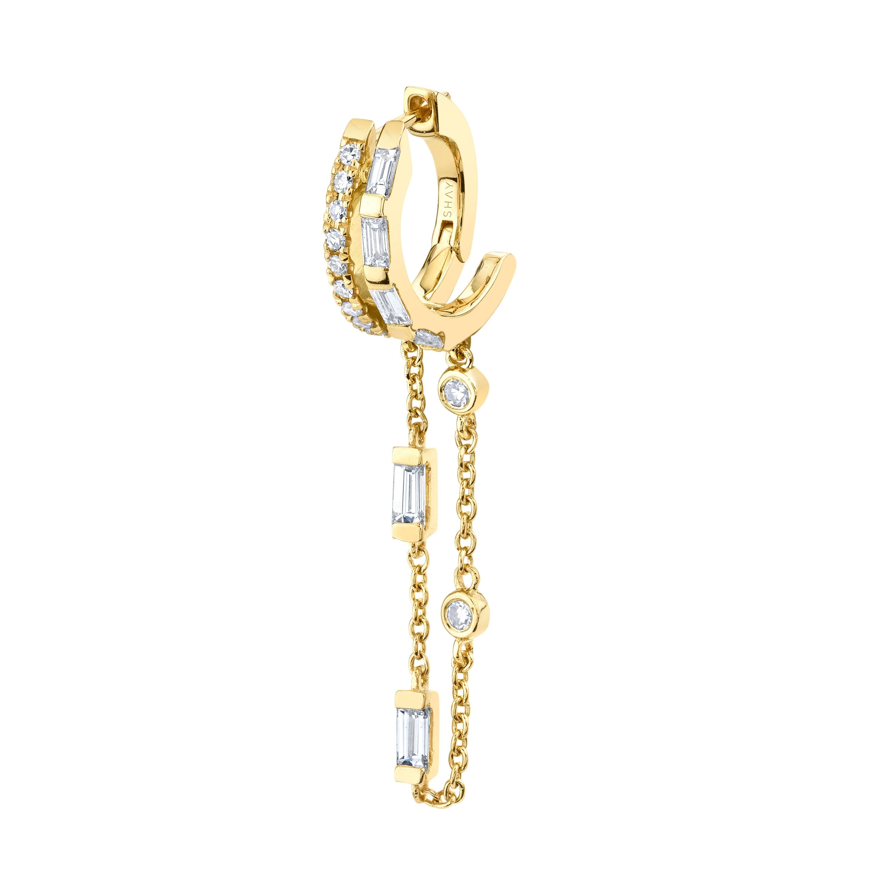 READY TO SHIP SINGLE DIAMOND DOUBLE FRINGE HUGGIE