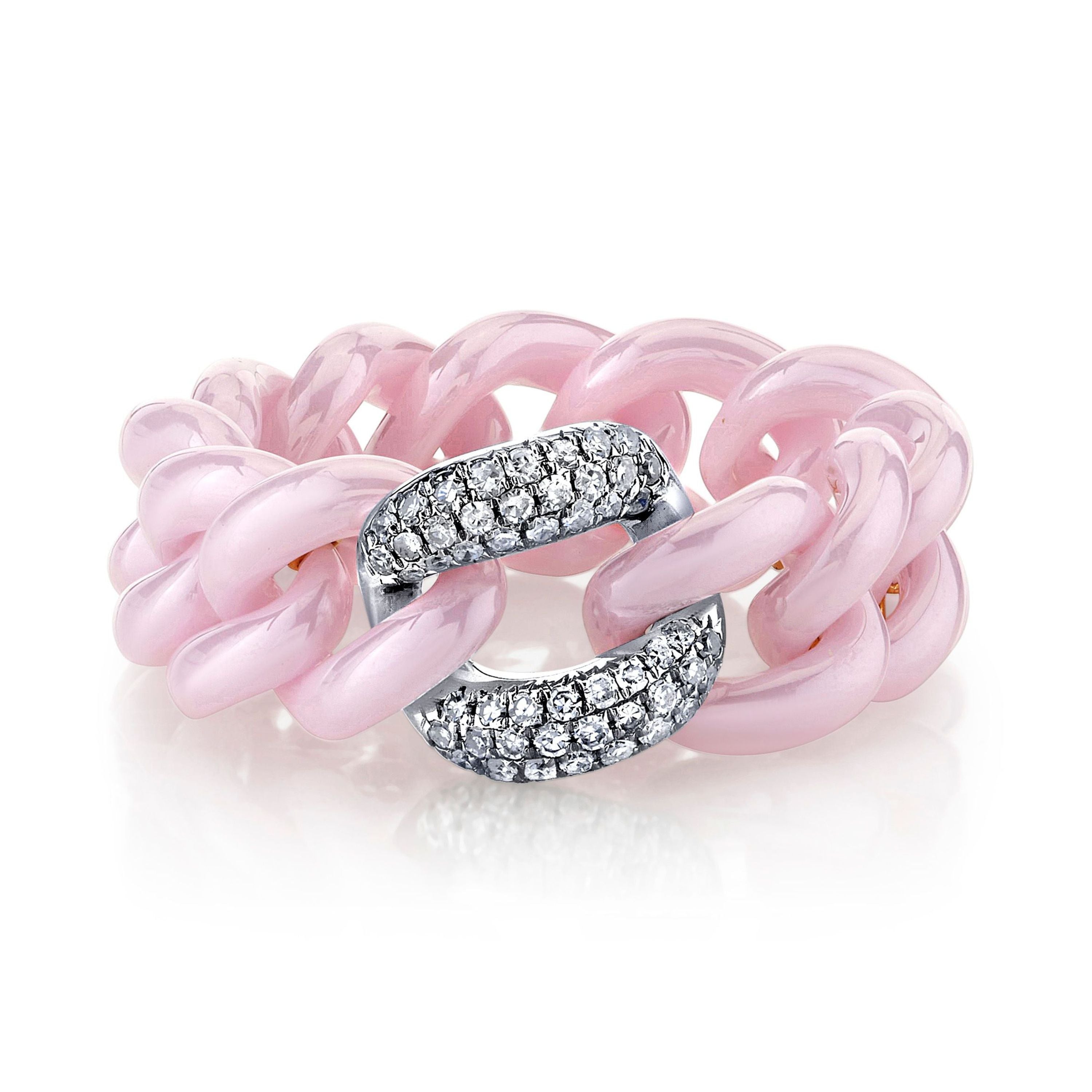 PINK CERAMIC PAVE MEDIUM LINK RING