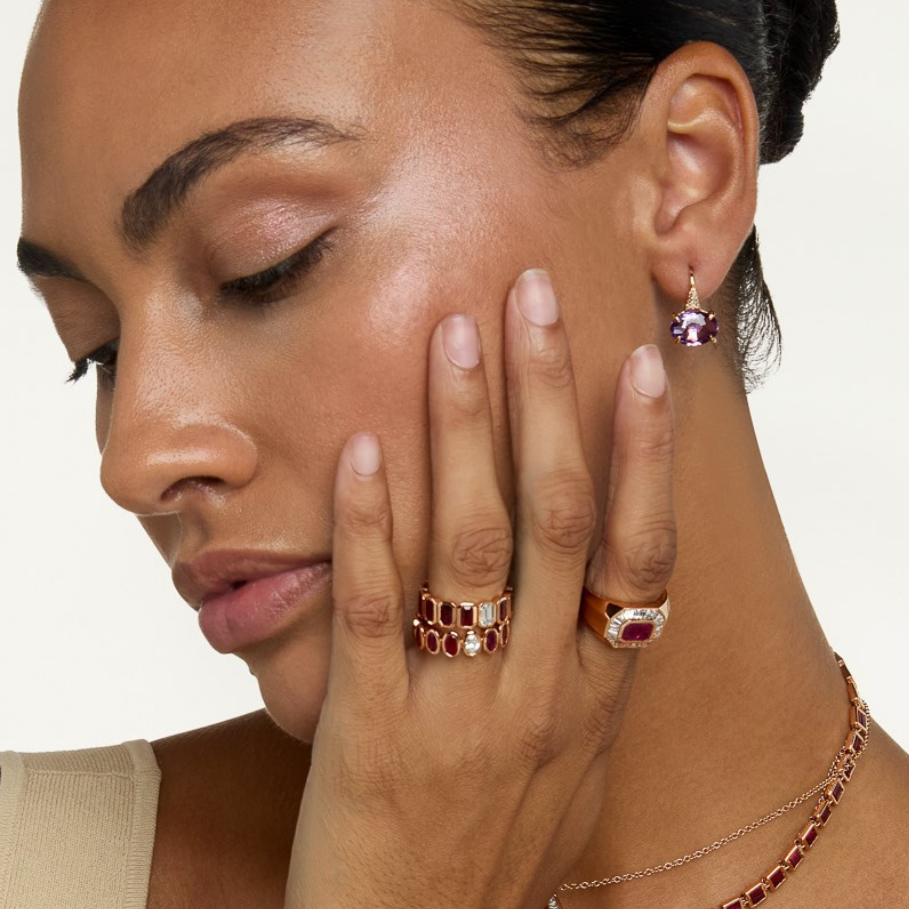 READY TO SHIP RUBY & DIAMOND OVAL BEZEL BAND