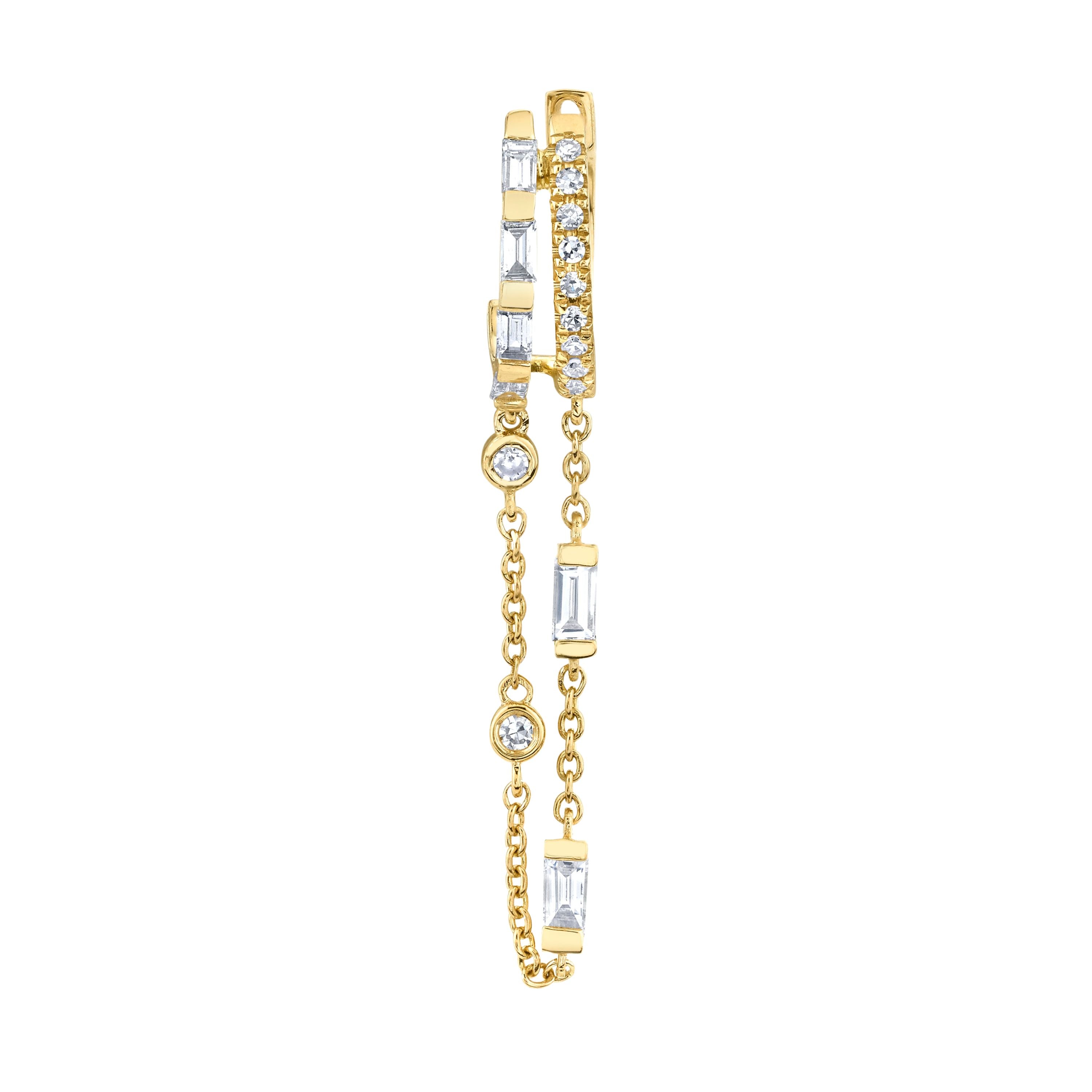 READY TO SHIP SINGLE DIAMOND DOUBLE FRINGE HUGGIE