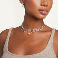 READY TO SHIP DIAMOND FLOATING HEART PAVE THREAD NECKLACE