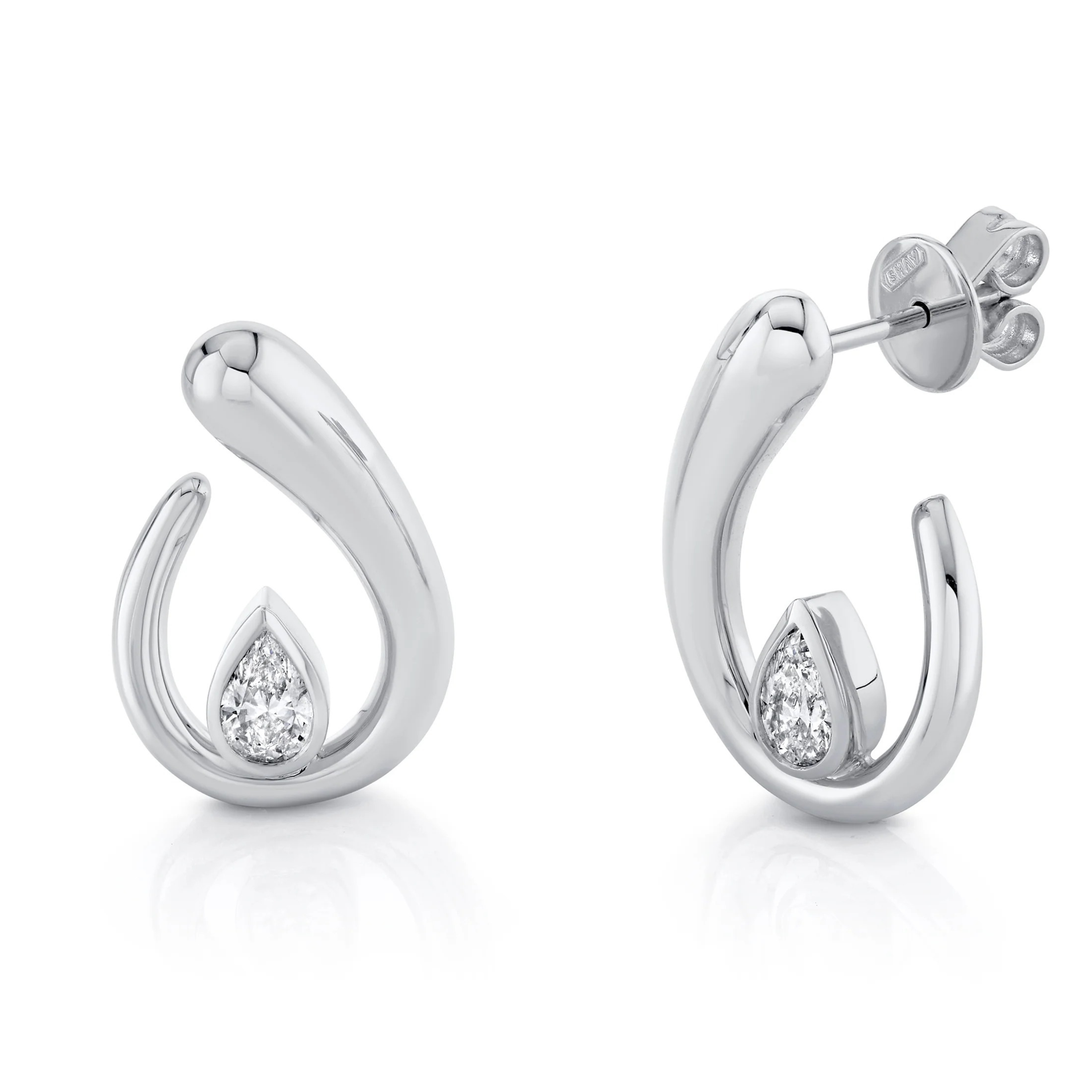 DIAMOND PEAR LOOP EARRINGS