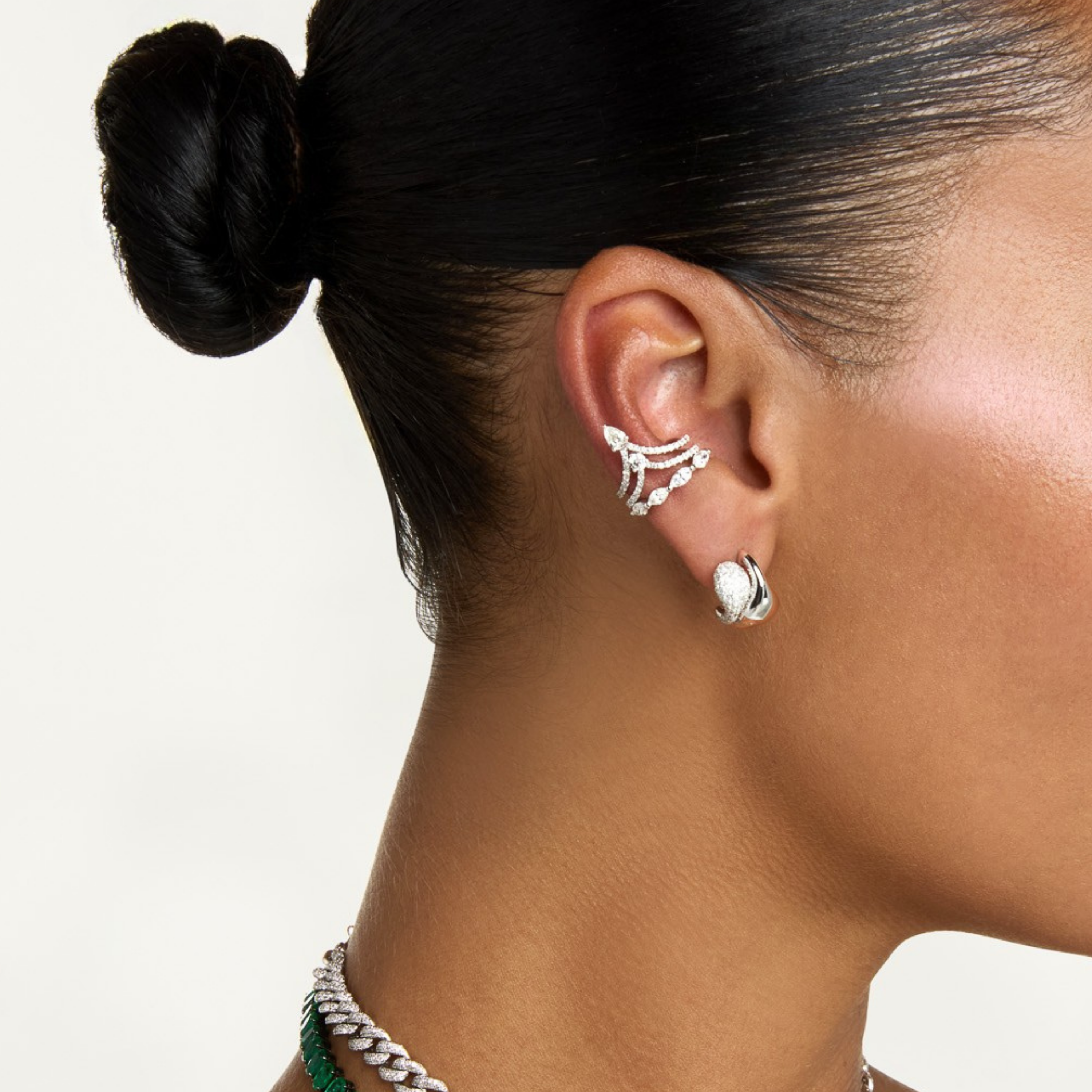 READY TO SHIP DIAMOND STACKED CHEVRON EAR CUFF