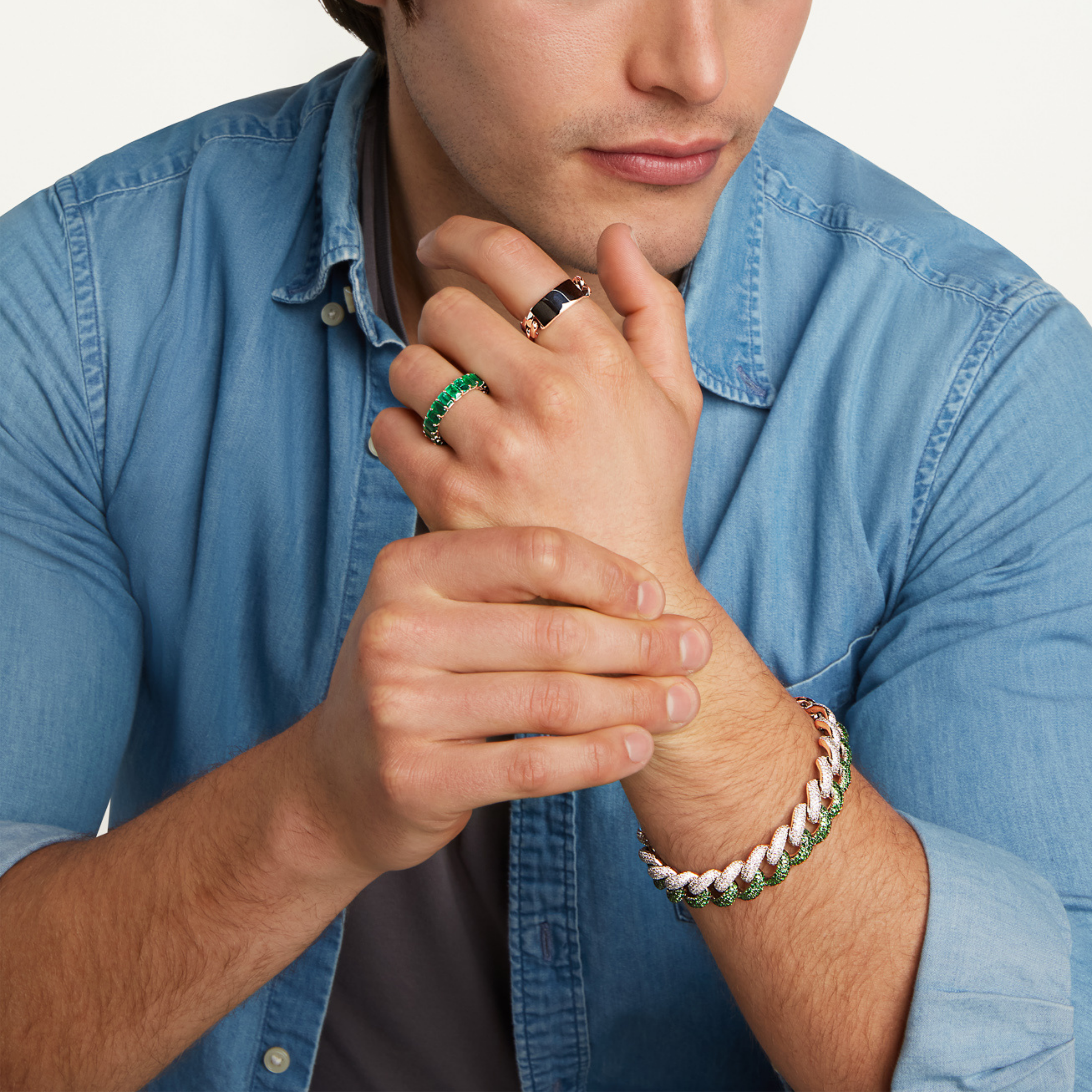 MEN'S SOLID GOLD ID FLAT LINK RING