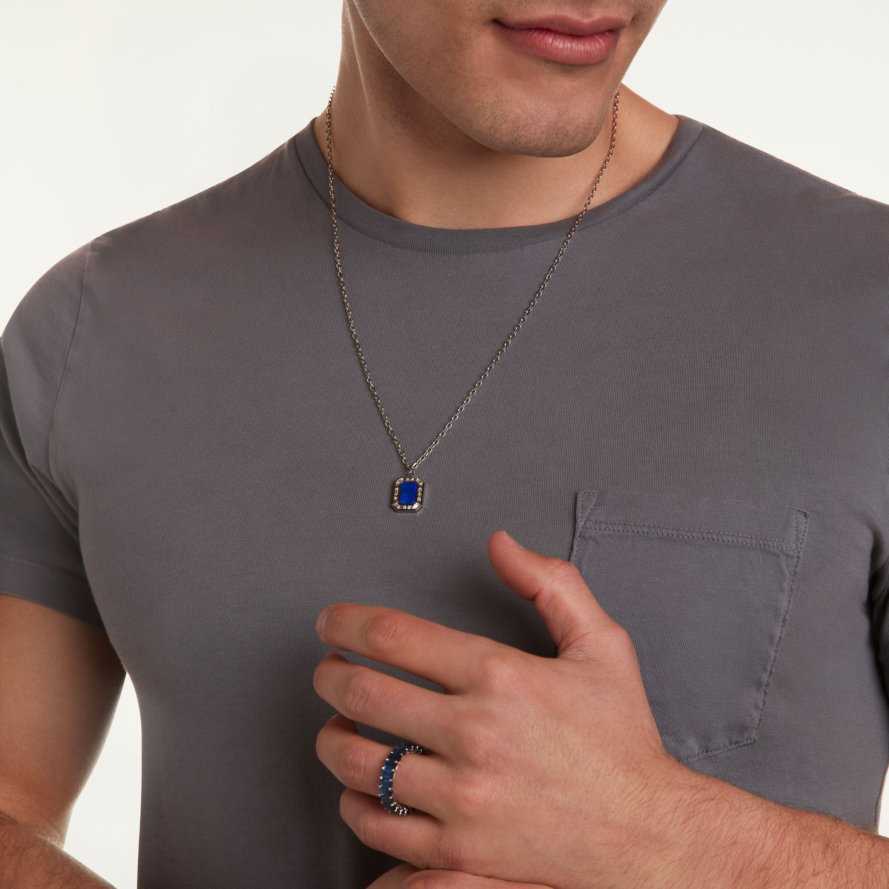 LAPIS NAMEPLATE PENDANT