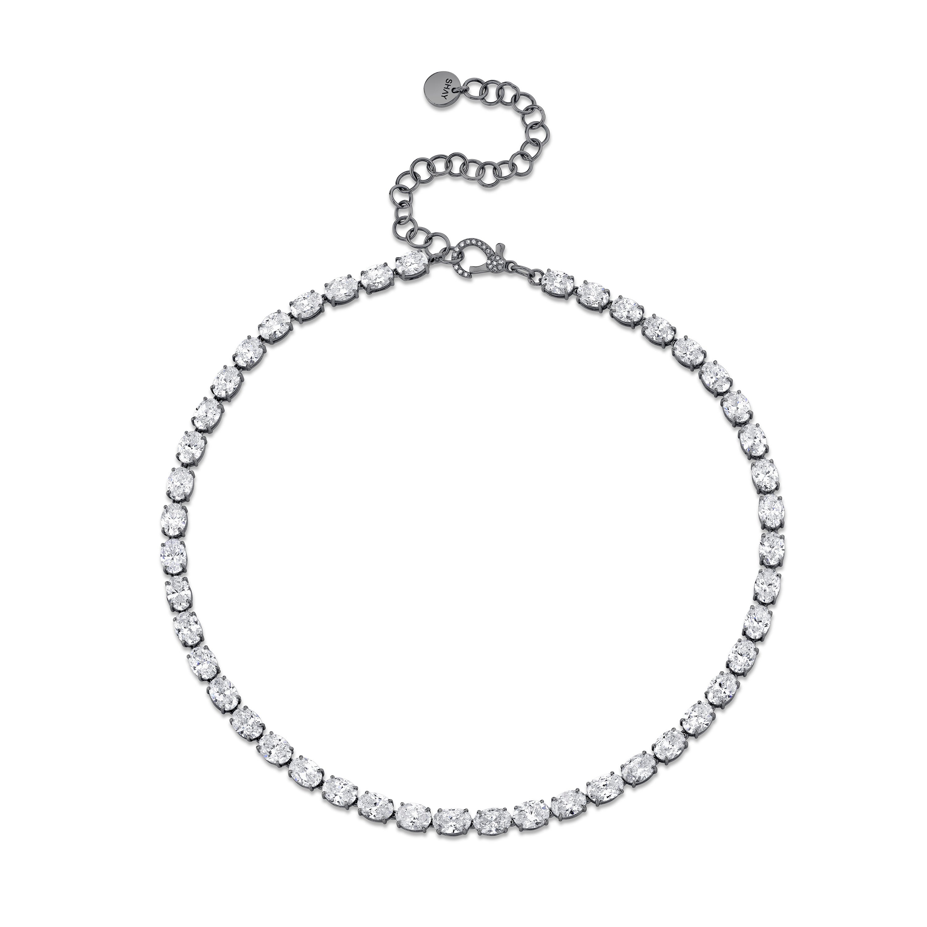 DIAMOND EAST WEST OVAL TENNIS NECKLACE