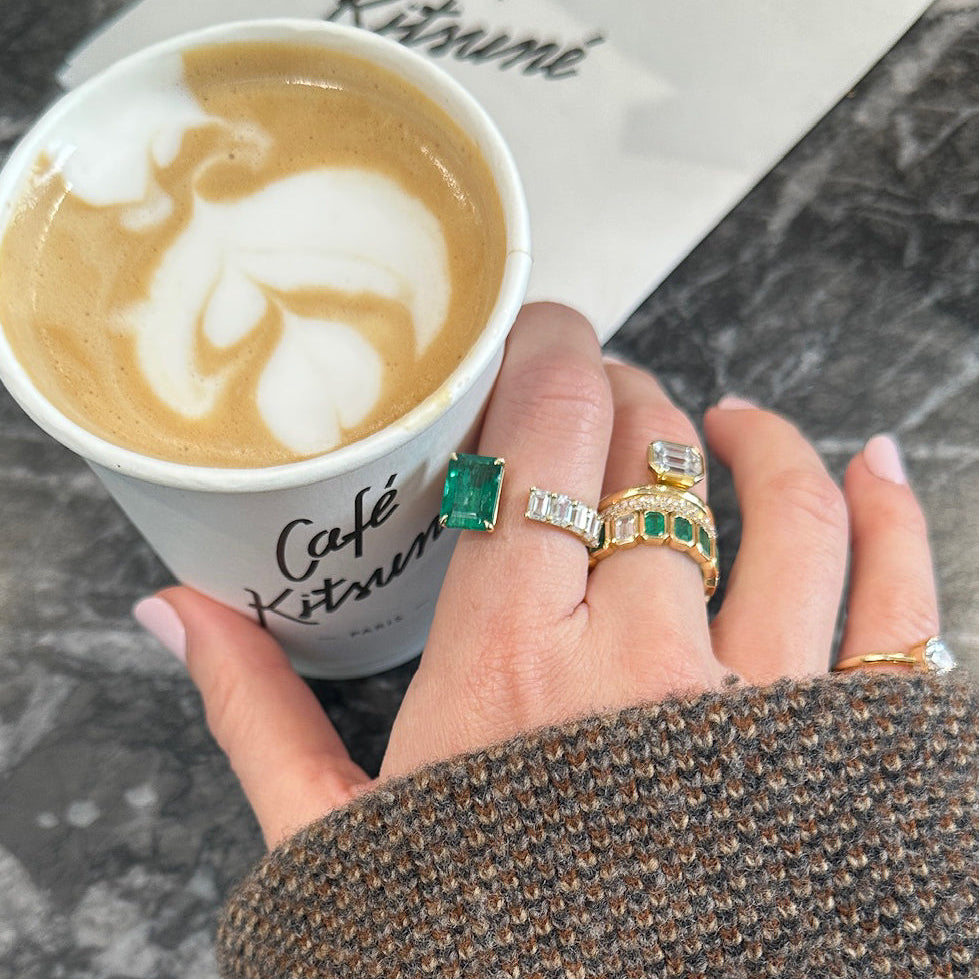 FLOATING EMERALD & DIAMOND RING