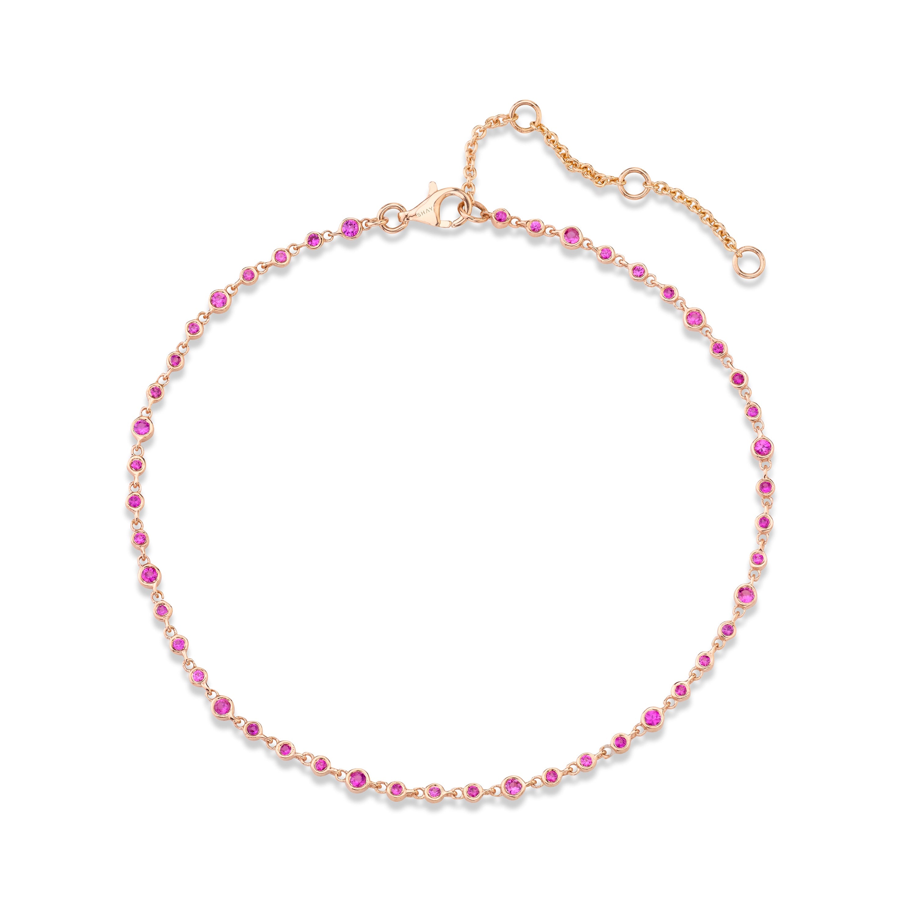SHAY Ready to Ship Pink Sapphire Infinity Anklet, 18k gold, primary view