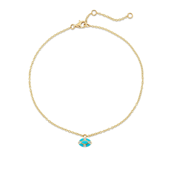 TURQUOISE & DIAMOND RIVIERA MARQUISE ANKLET
