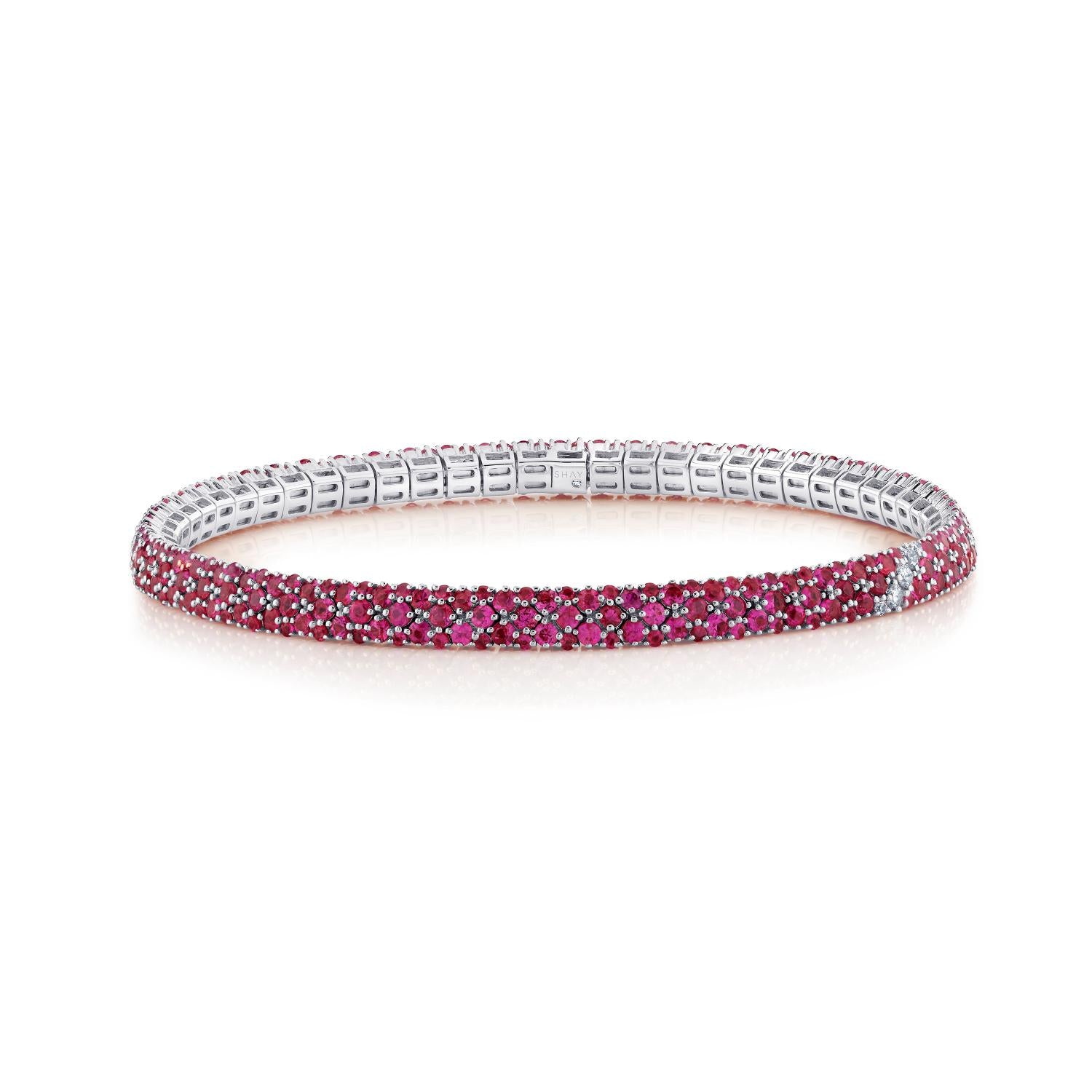 PINK SAPPHIRE & DIAMOND MESH STRETCH BRACELET
