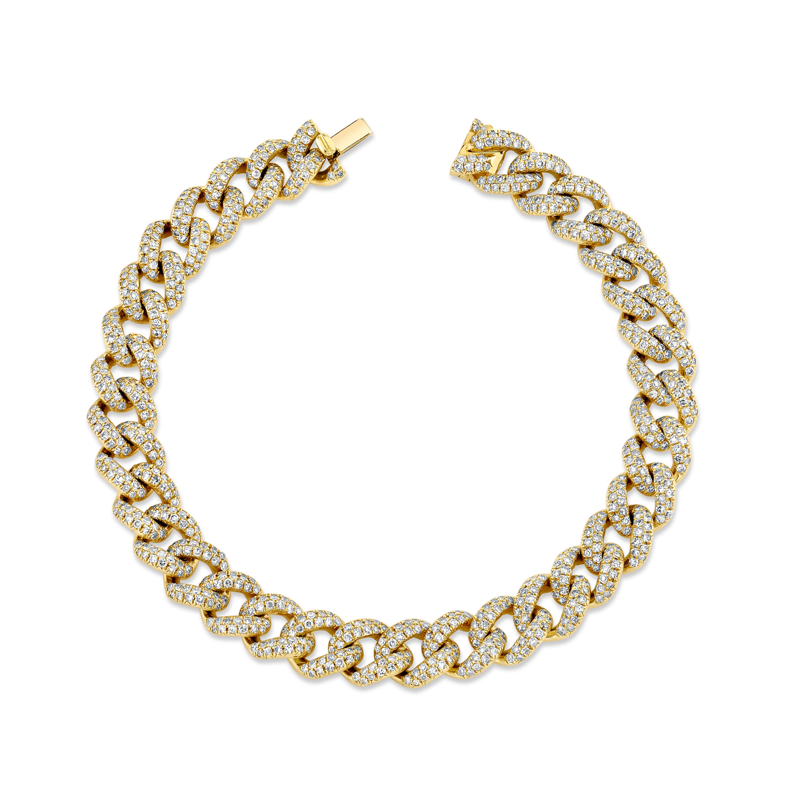 SHAY Ready to Ship Diamond Pave Medium Link Bracelet, 18k gold, detail view