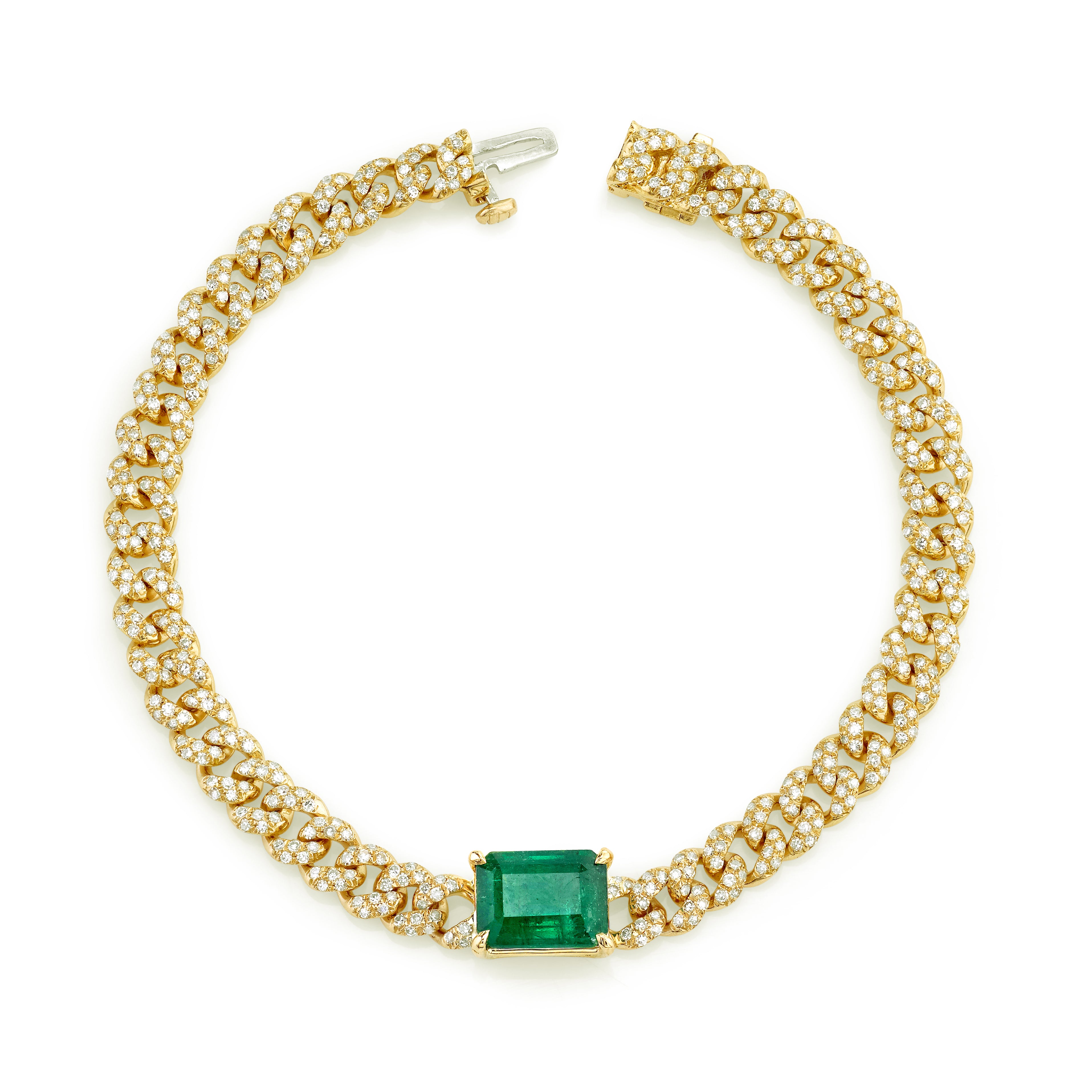 READY TO SHIP EMERALD CENTER MINI LINK BRACELET