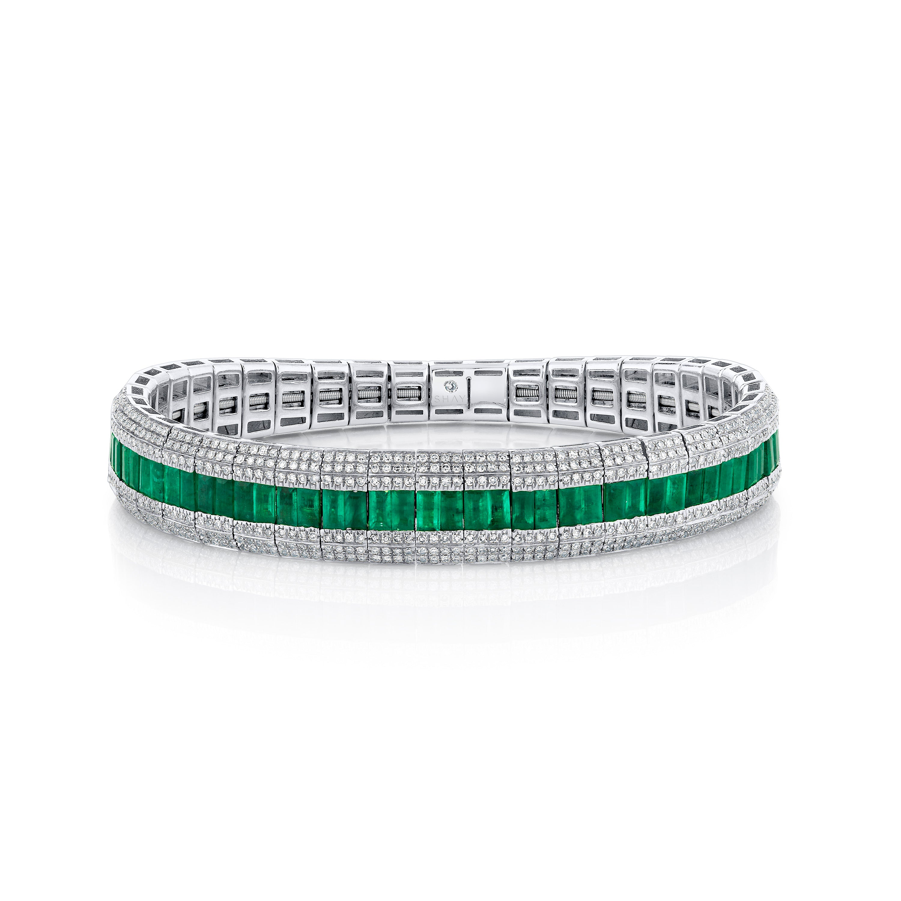 READY TO SHIP EMERALD & DIAMOND STRETCH BRACELET