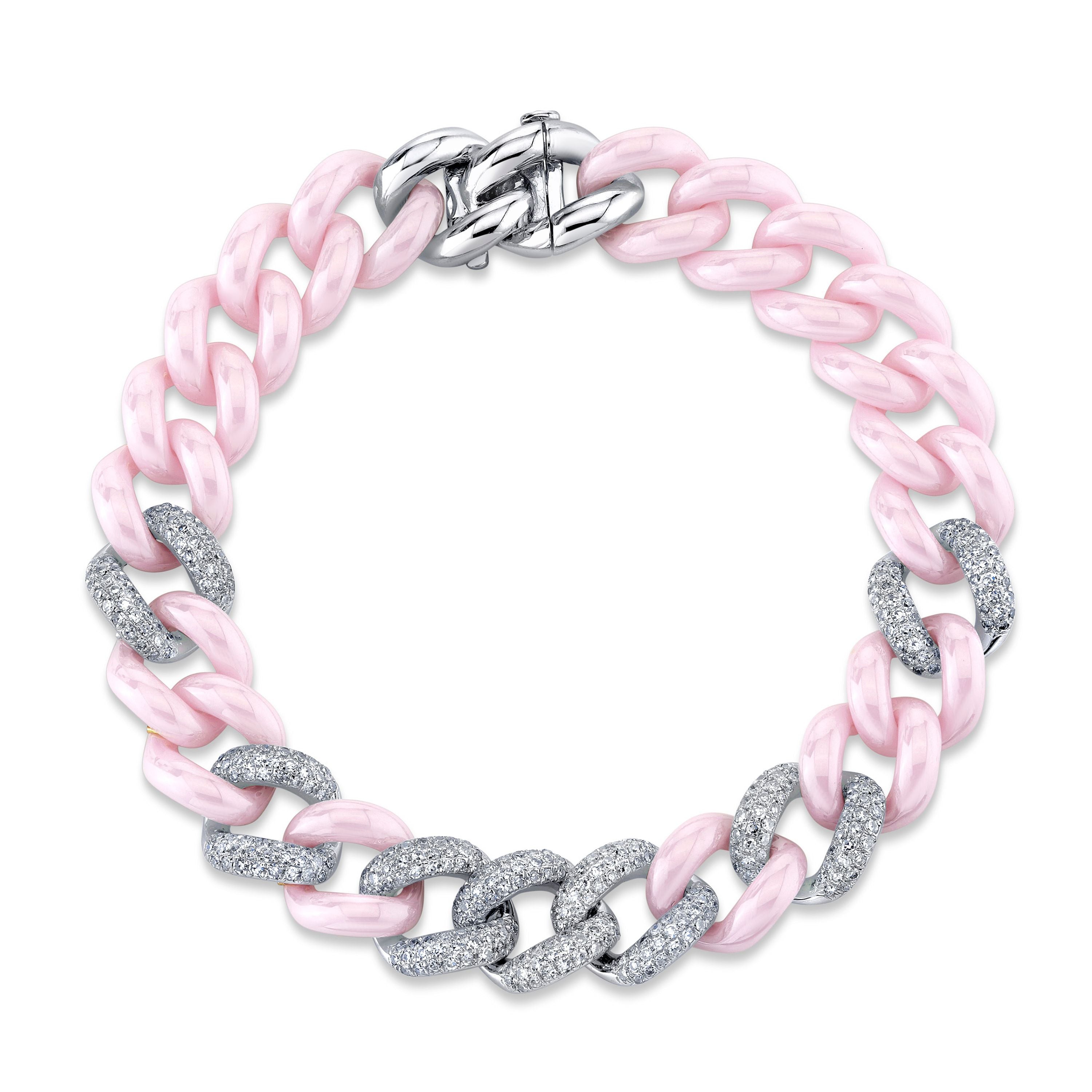 PINK CERAMIC PAVE ESSENTIAL LINK BRACELET