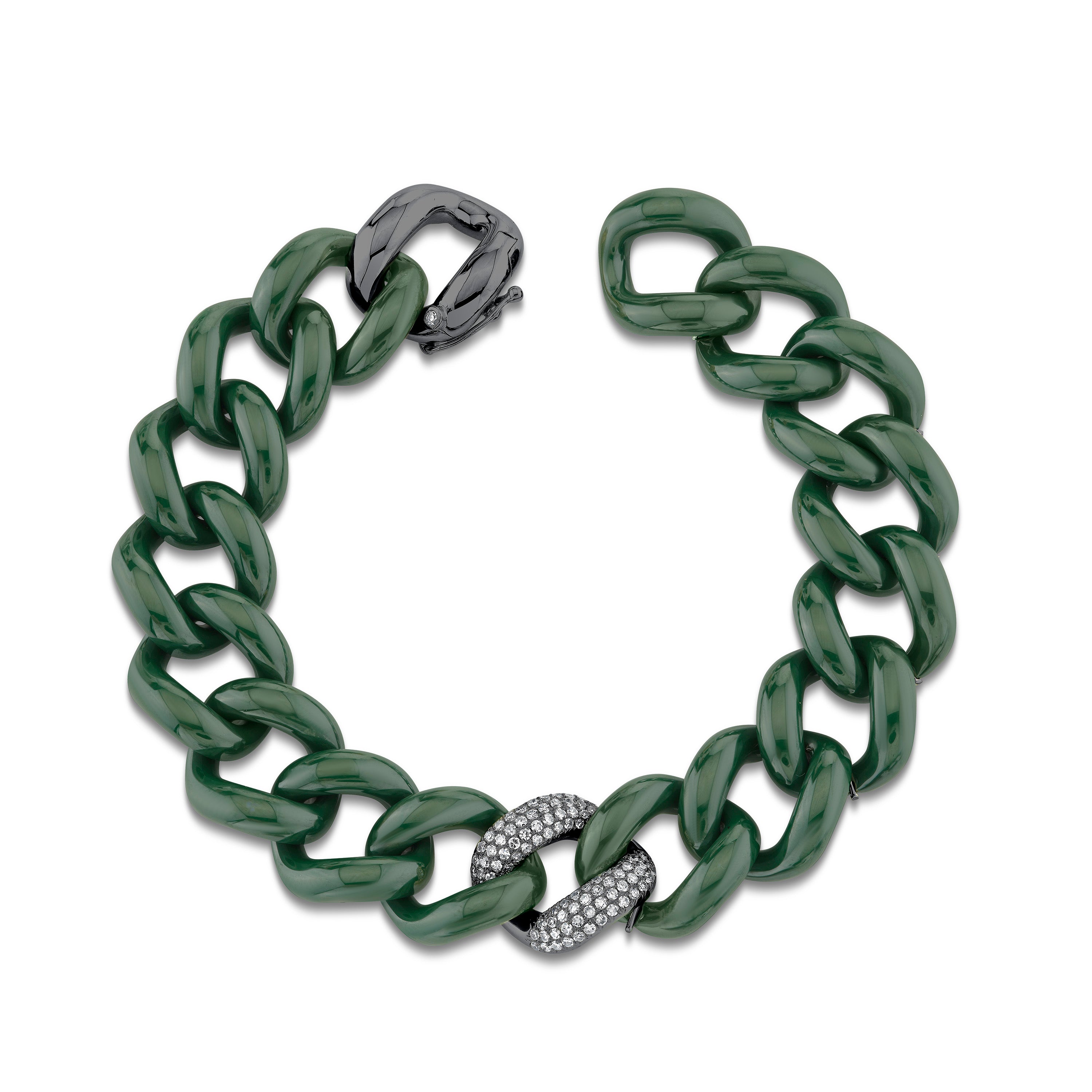 DIAMOND GREEN CERAMIC PAVE JUMBO LINK BRACELET