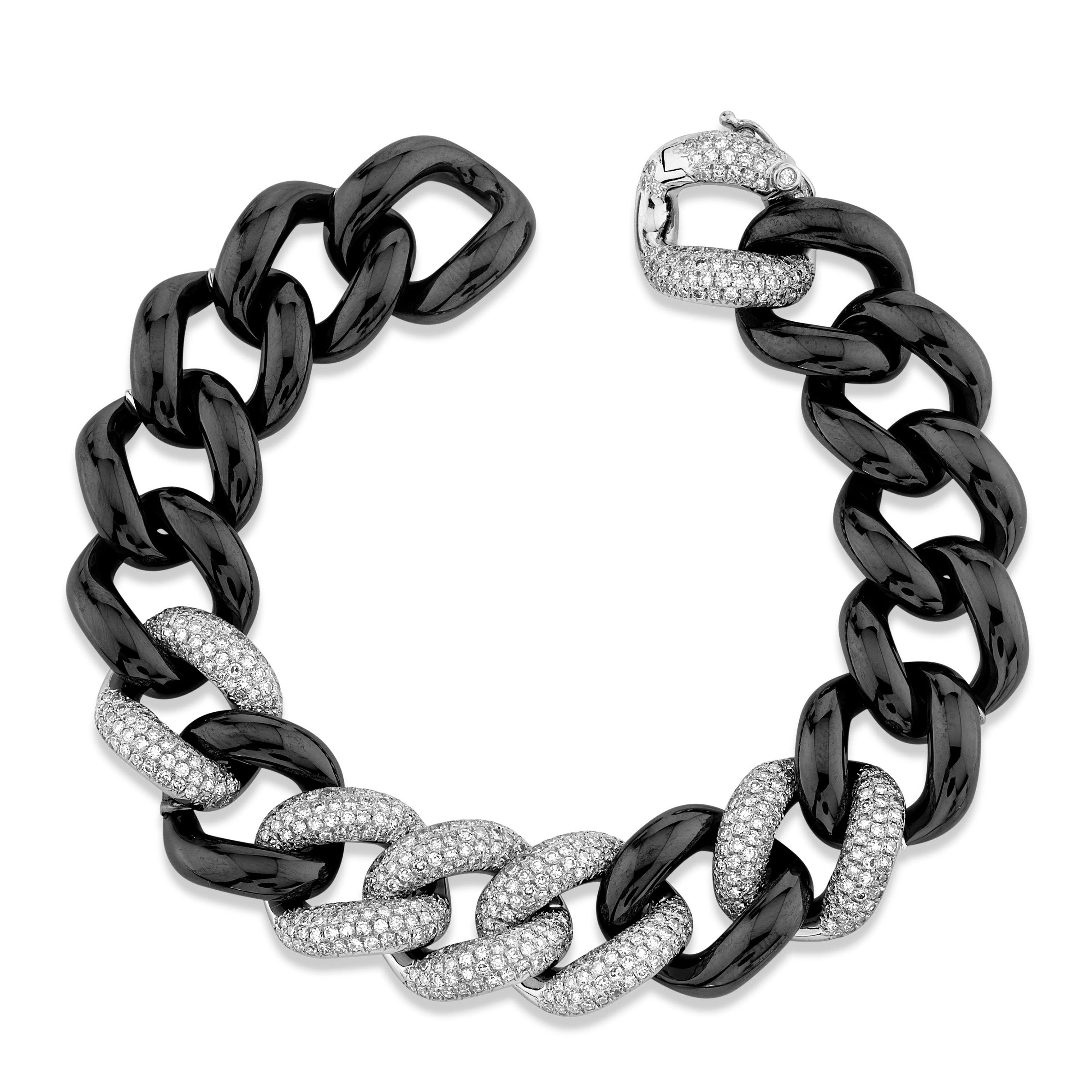 READY TO SHIP BLACK CERAMIC PAVE JUMBO LINK BRACELET
