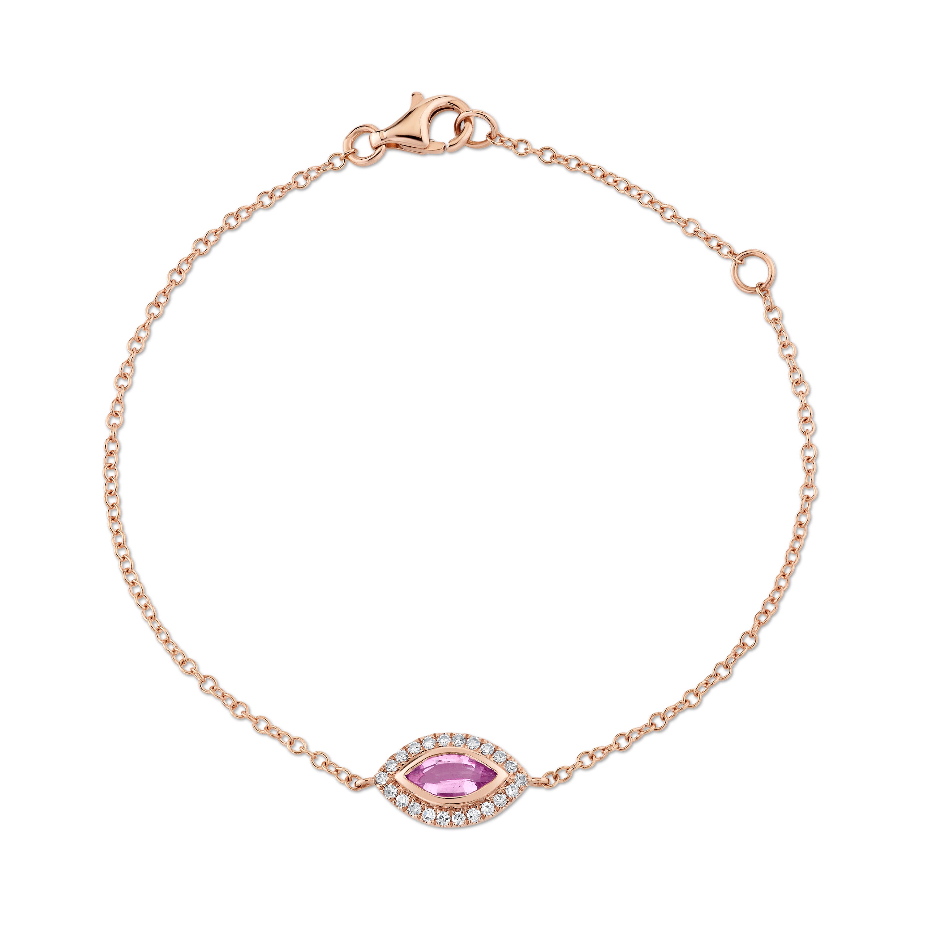 PINK SAPPHIRE & DIAMOND MINI EVIL EYE BRACELET