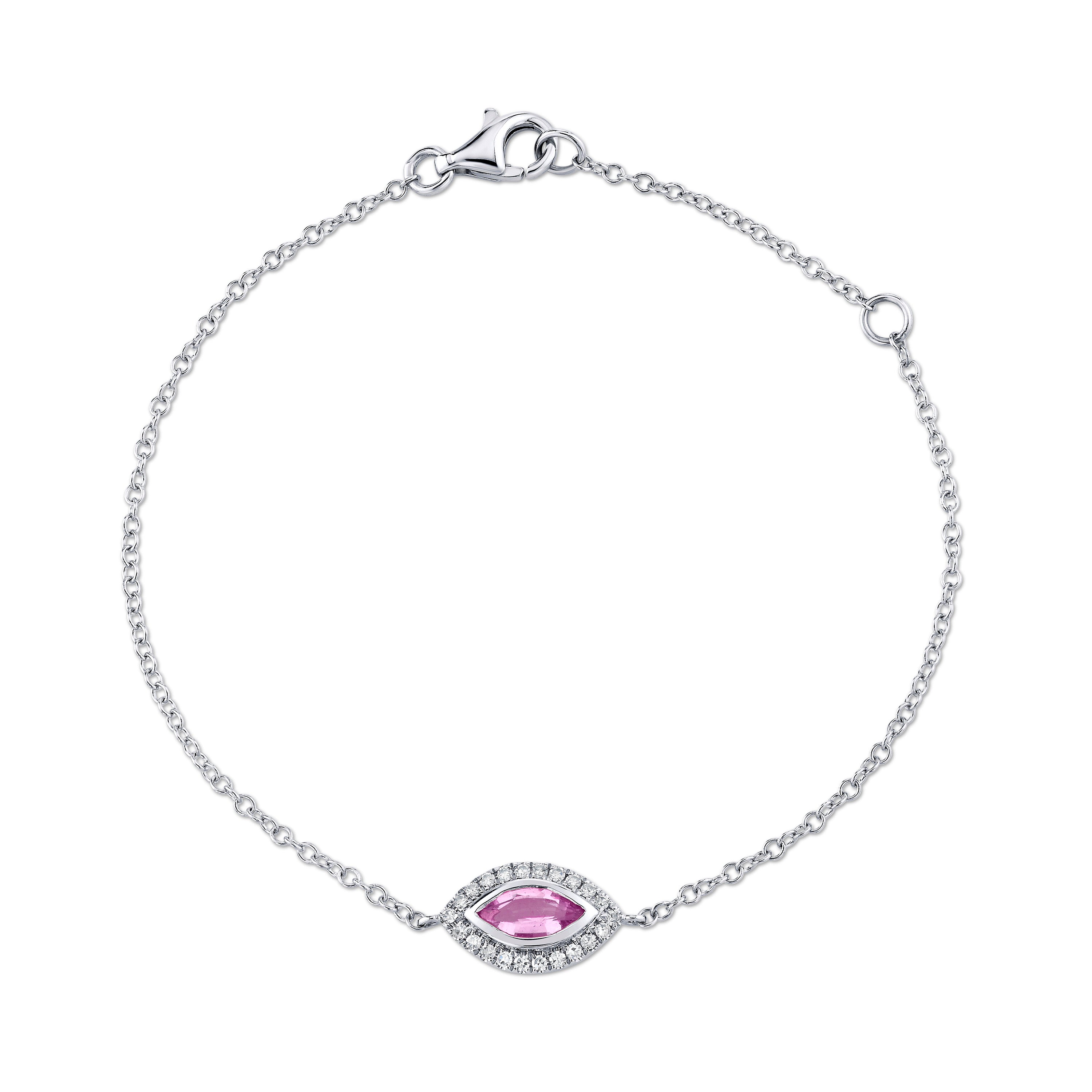 PINK SAPPHIRE & DIAMOND MINI EVIL EYE BRACELET