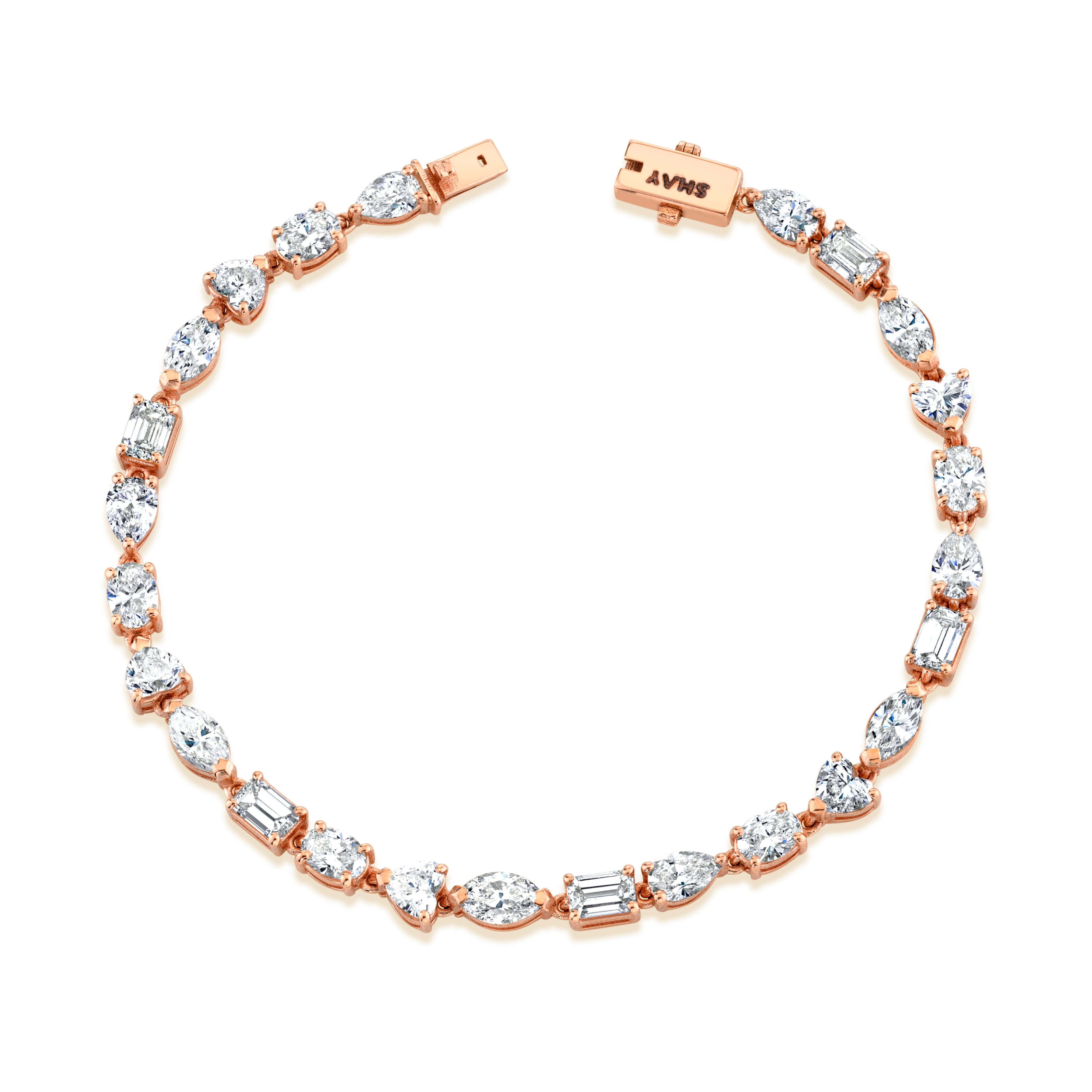 SHAY Ready to Ship Mixed Diamond Tennis Bracelet Classic, 18k gold, side view