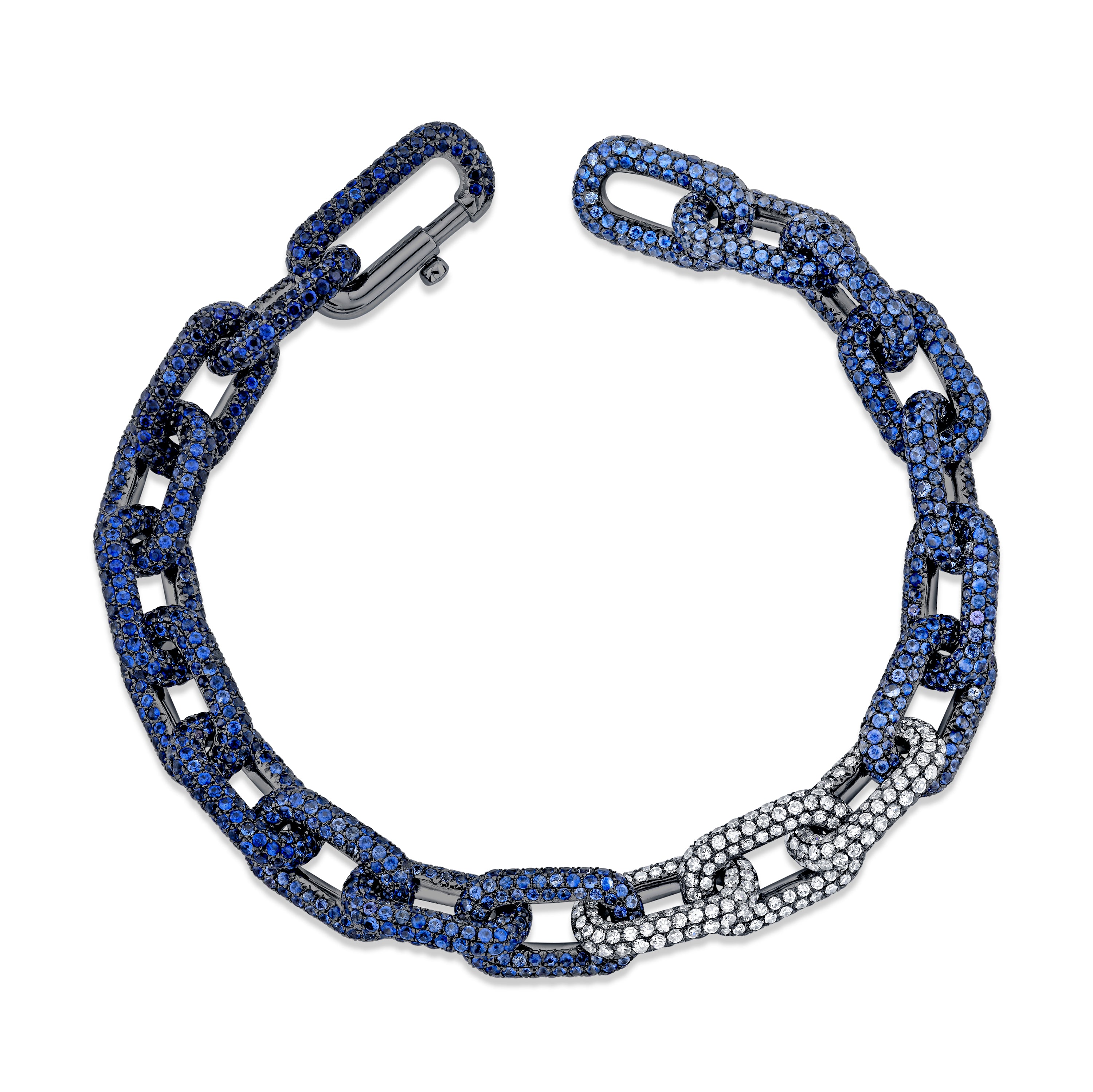 MEN'S BLUE SAPPHIRE OMBRE CABLE LINK BRACELET