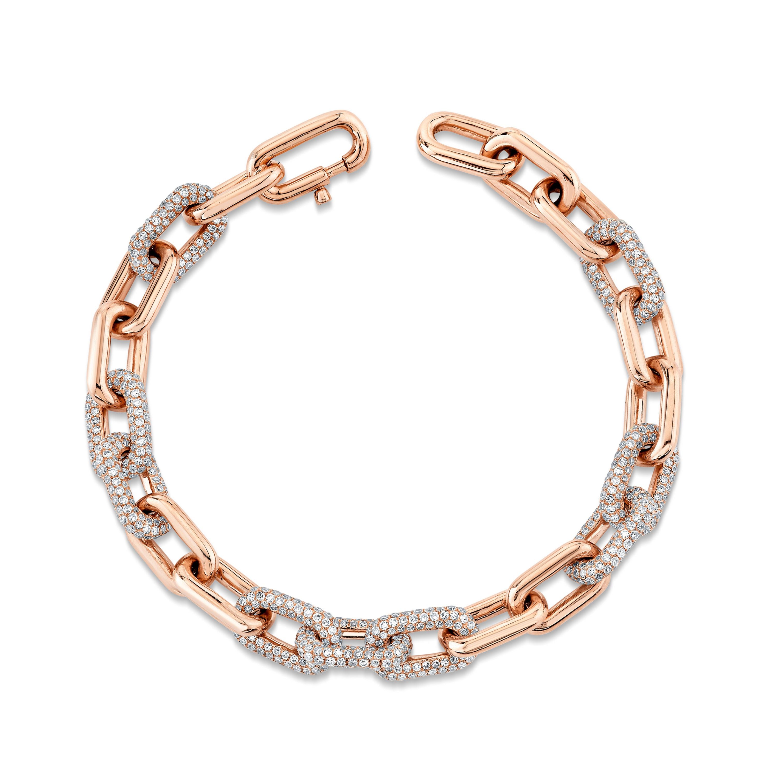 Top Pave Diamond Round Interlink Bracelet Connector, (02-NC)