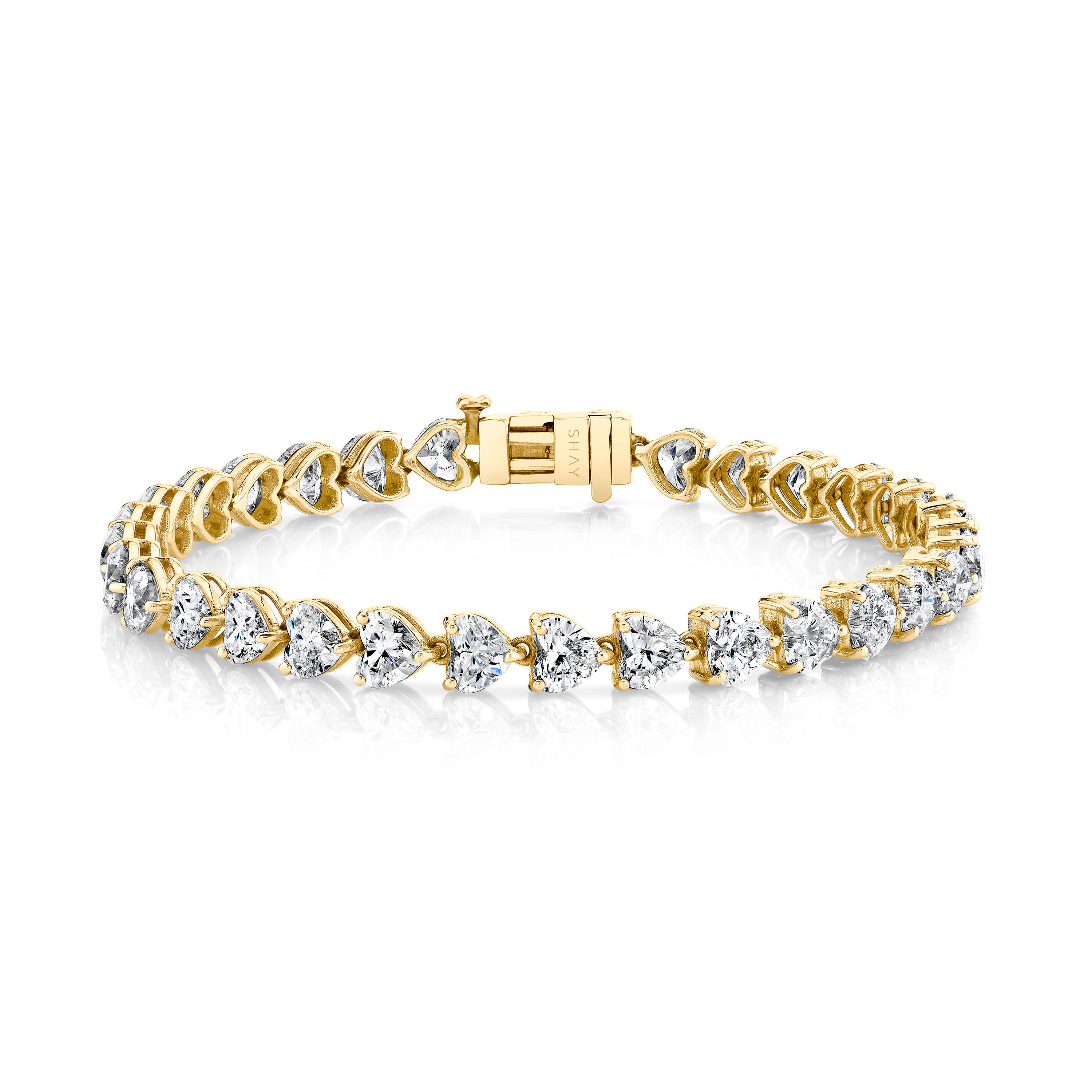 SHAY Diamond Heart Tennis Bracelet, 10ct, 18k gold, side view