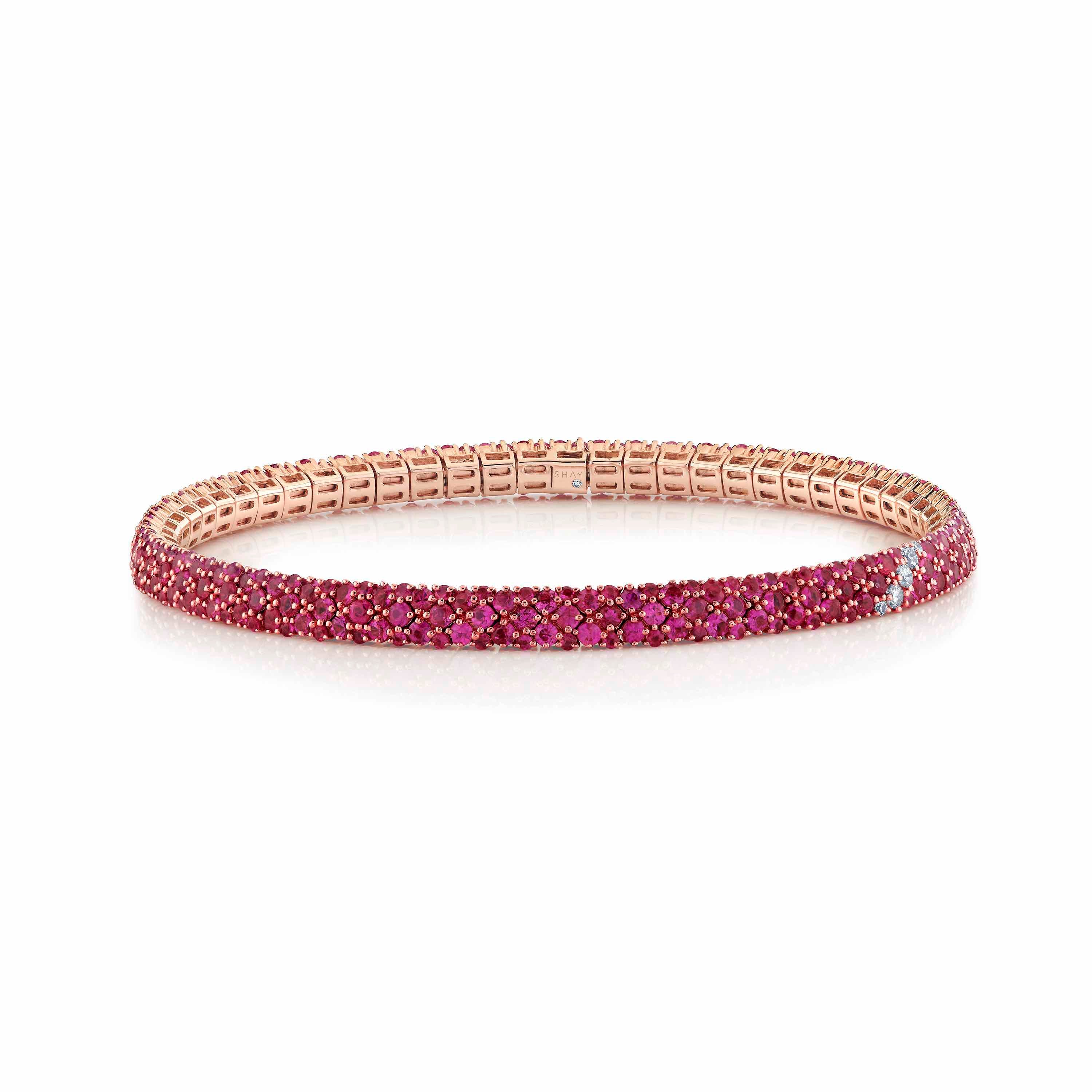 PINK SAPPHIRE & DIAMOND MESH STRETCH BRACELET
