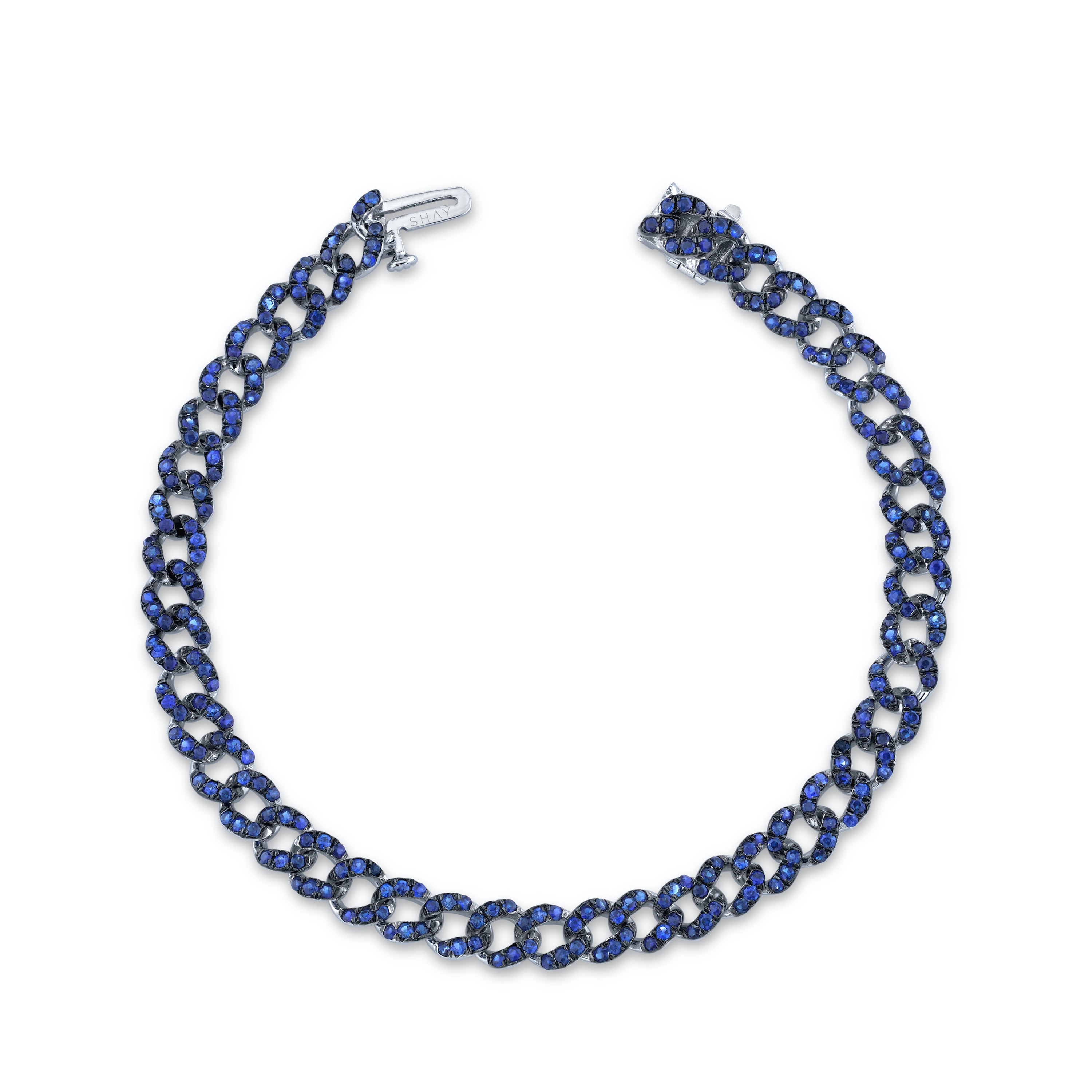 READY TO SHIP BLUE SAPPHIRE PAVE MINI LINK BRACELET