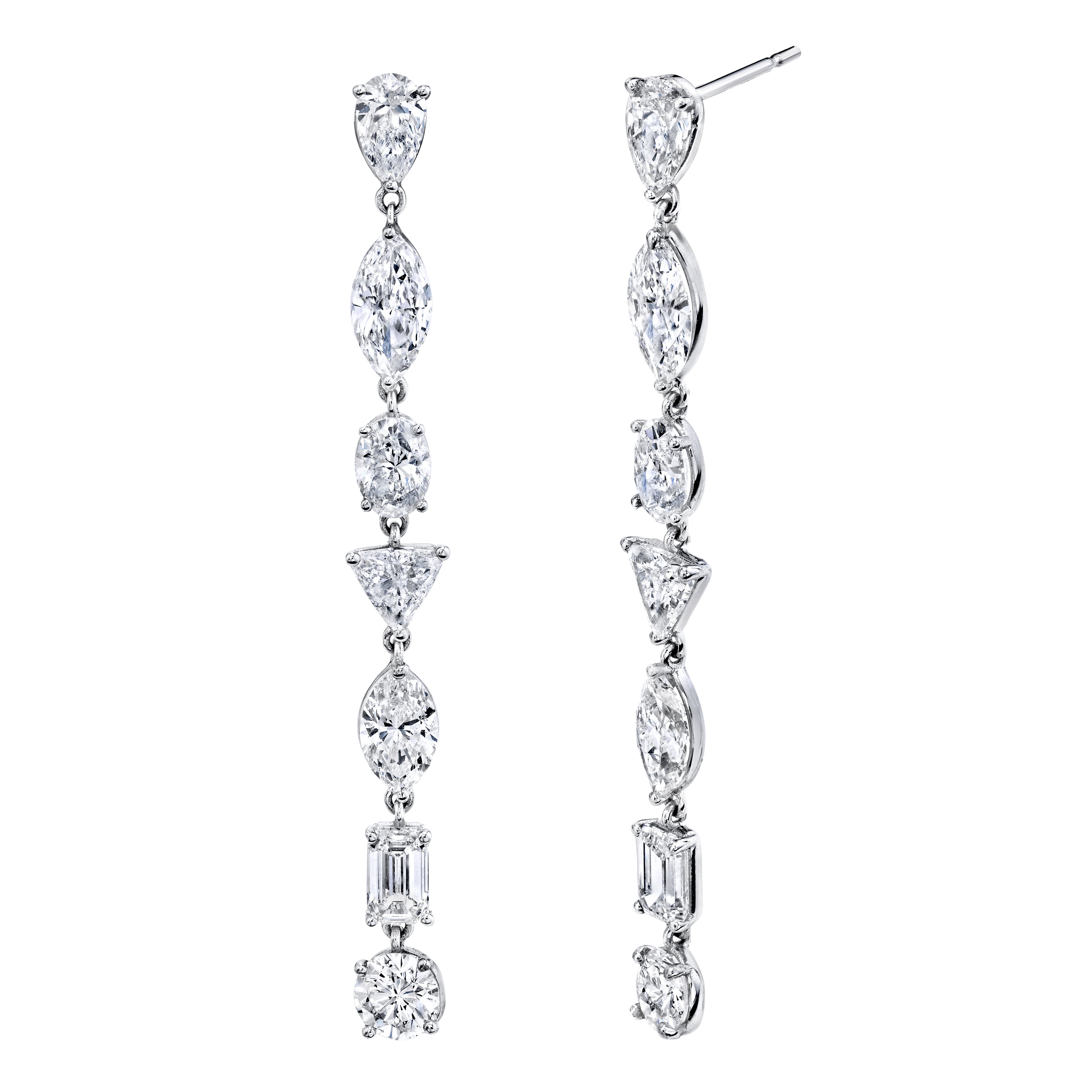 SHAY Mixed Diamond Drop Earrings, 14ct, 18k gold, detail view
