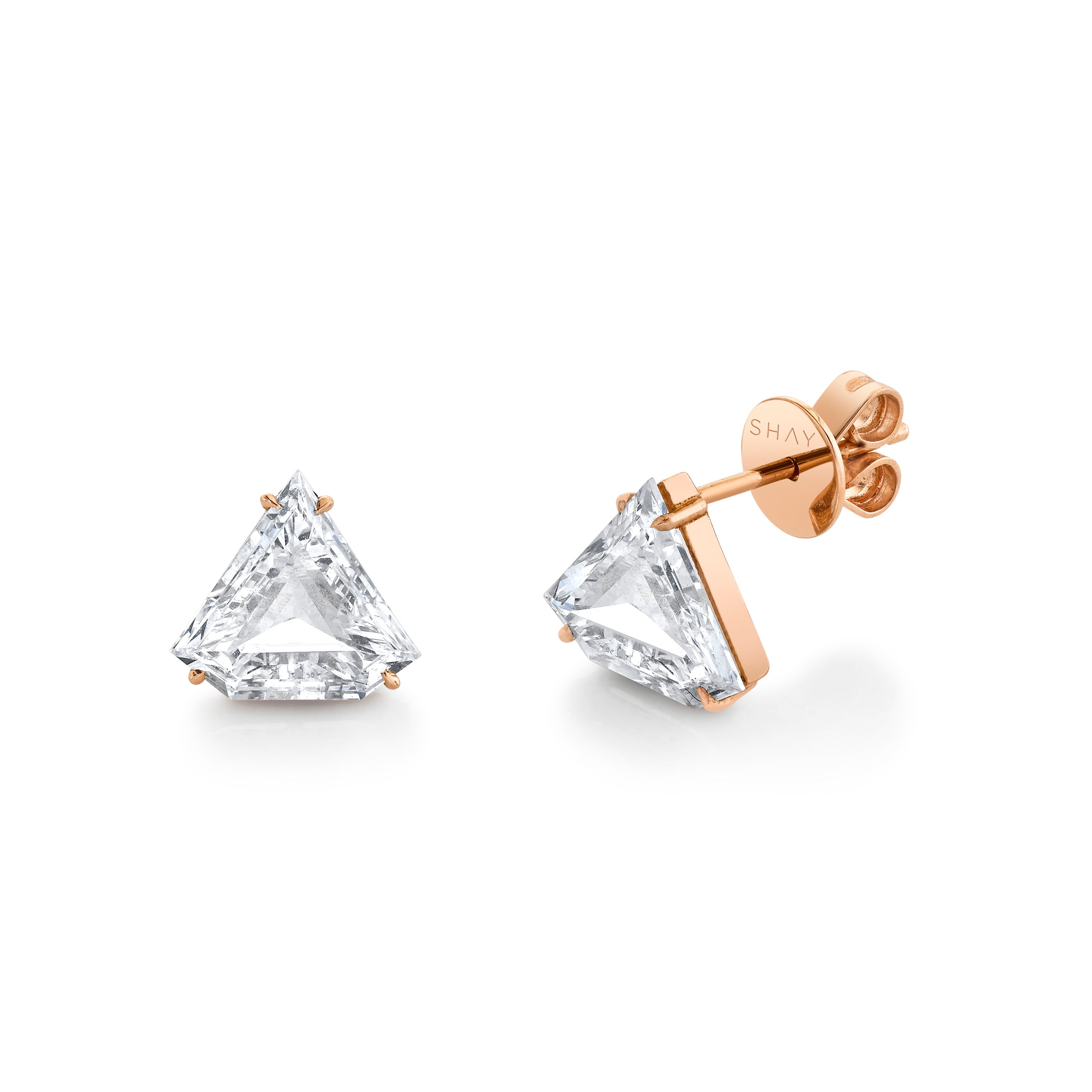 SHAY Diamond Cut Studs, 2.5ct, 18k rose gold, detail view
