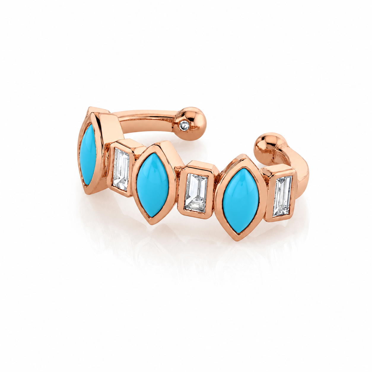 TURQUOISE & DIAMOND RIVIERA EAR CUFF