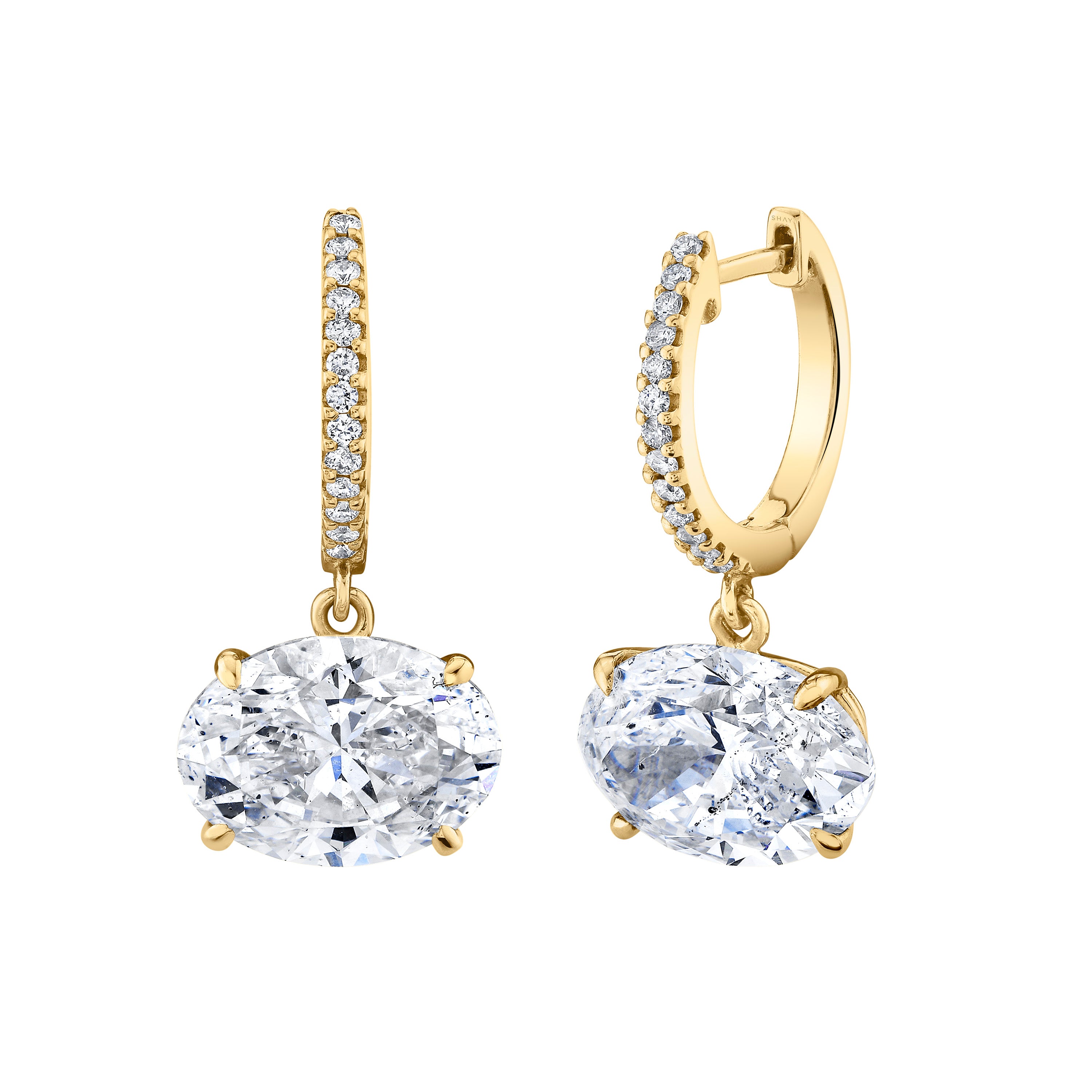SHAY Diamond Oval Huggies, 6.4ct, 18k gold, side view
