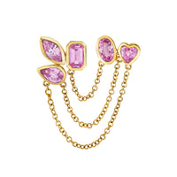 PINK SAPPHIRE MIXED DUO CHAIN LINK STUD