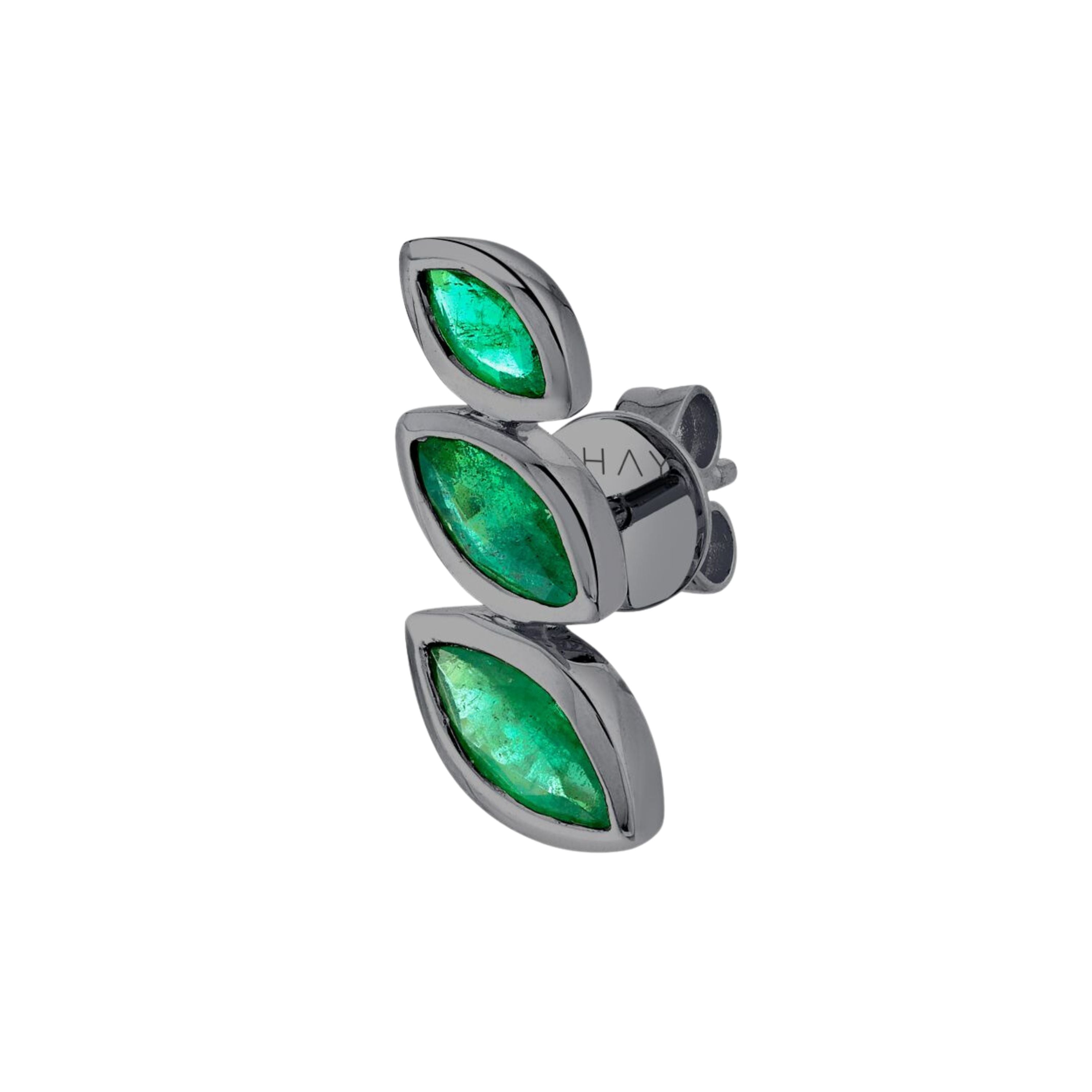 EMERALD STACKED MARQUISE SINGLE STUD