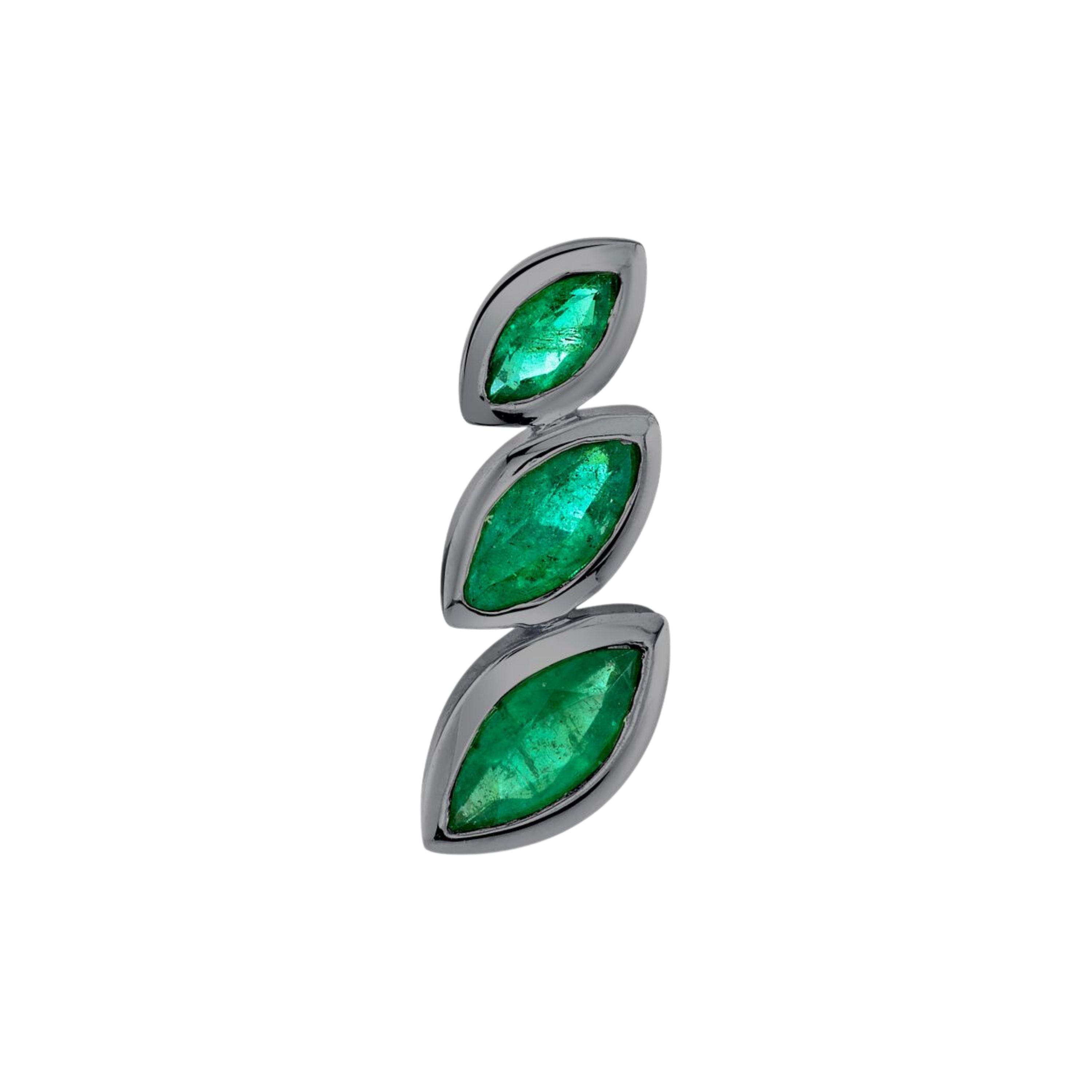 EMERALD STACKED MARQUISE SINGLE STUD