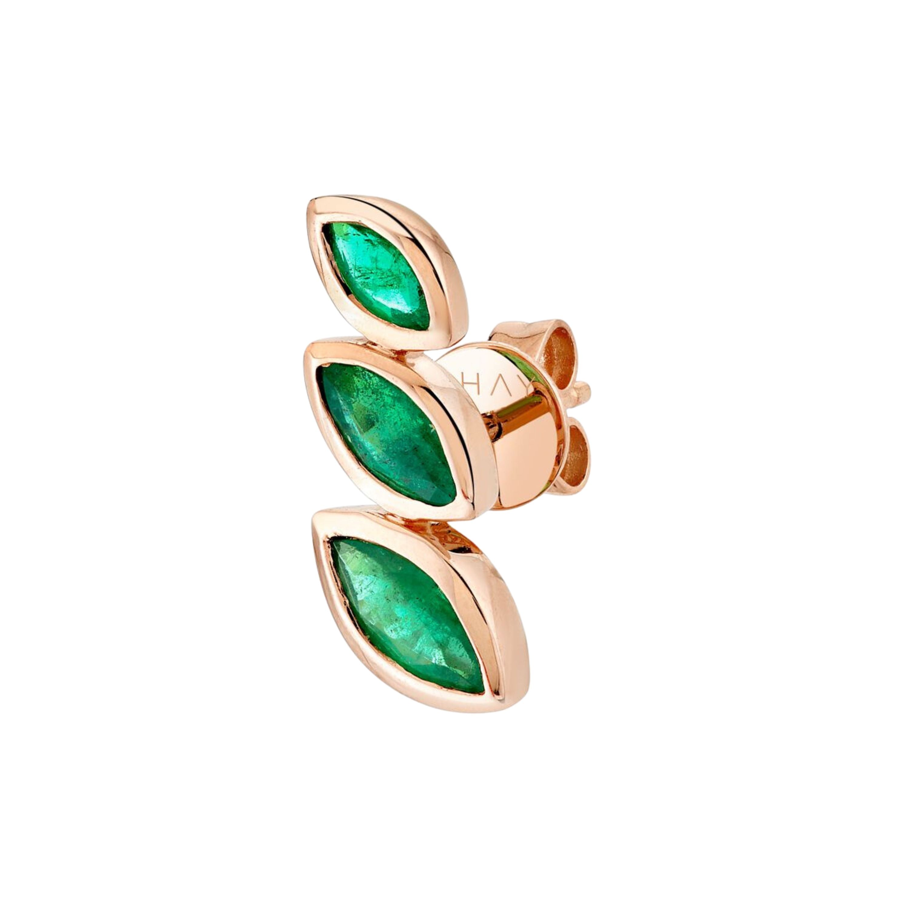 EMERALD STACKED MARQUISE SINGLE STUD