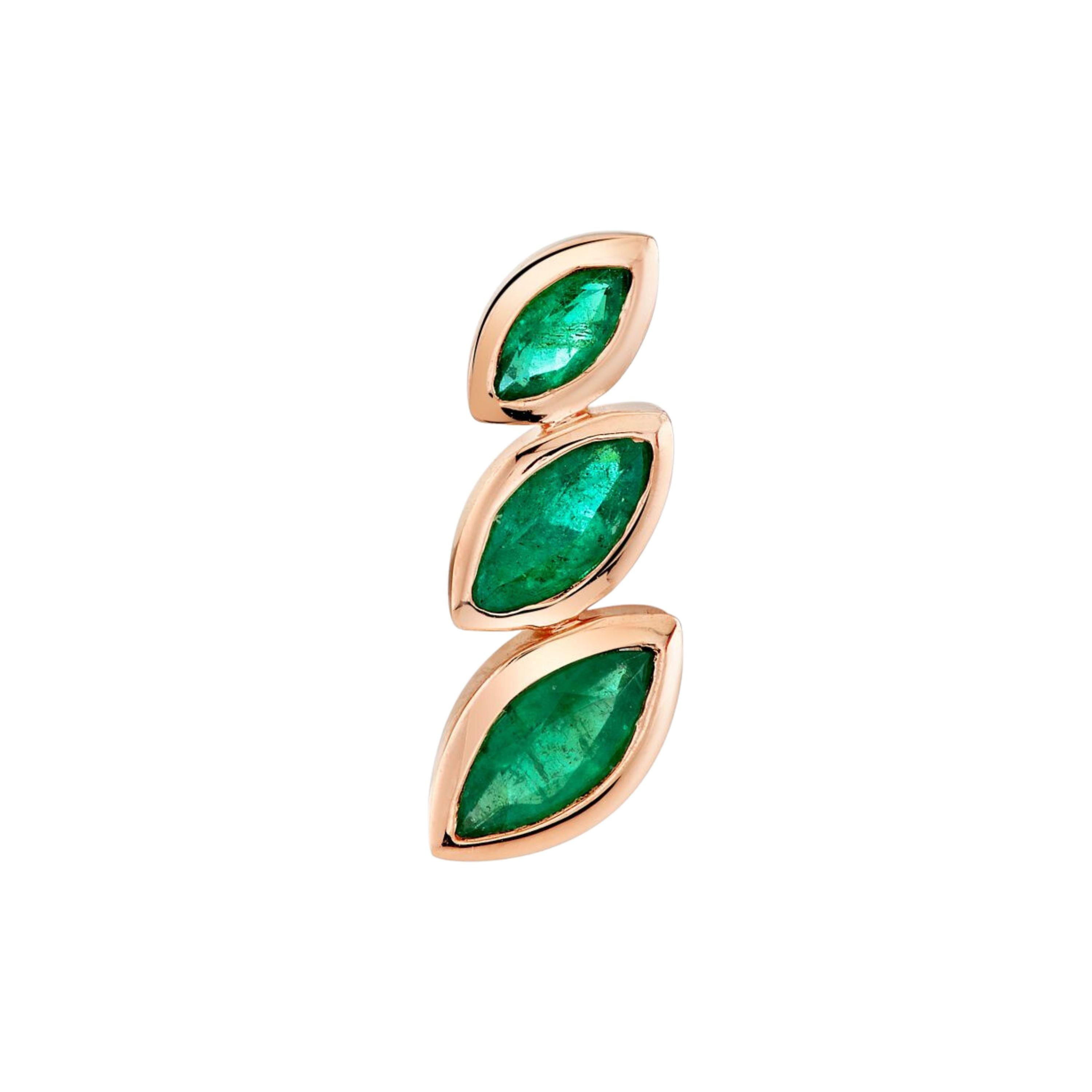 EMERALD STACKED MARQUISE SINGLE STUD