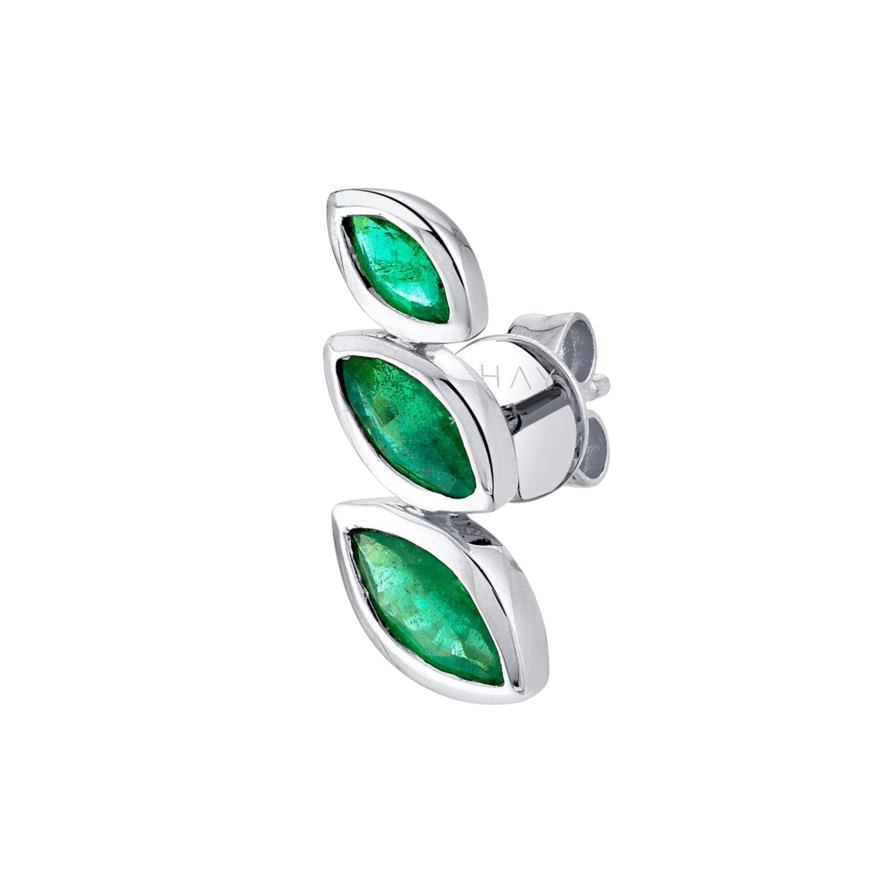 EMERALD STACKED MARQUISE SINGLE STUD
