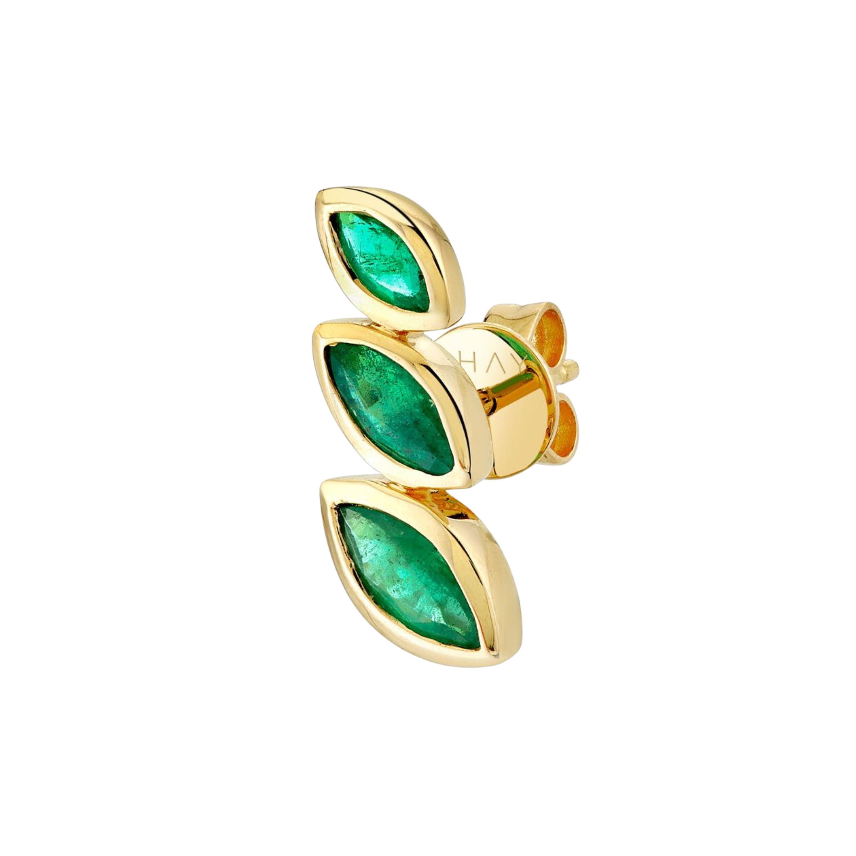 EMERALD STACKED MARQUISE SINGLE STUD