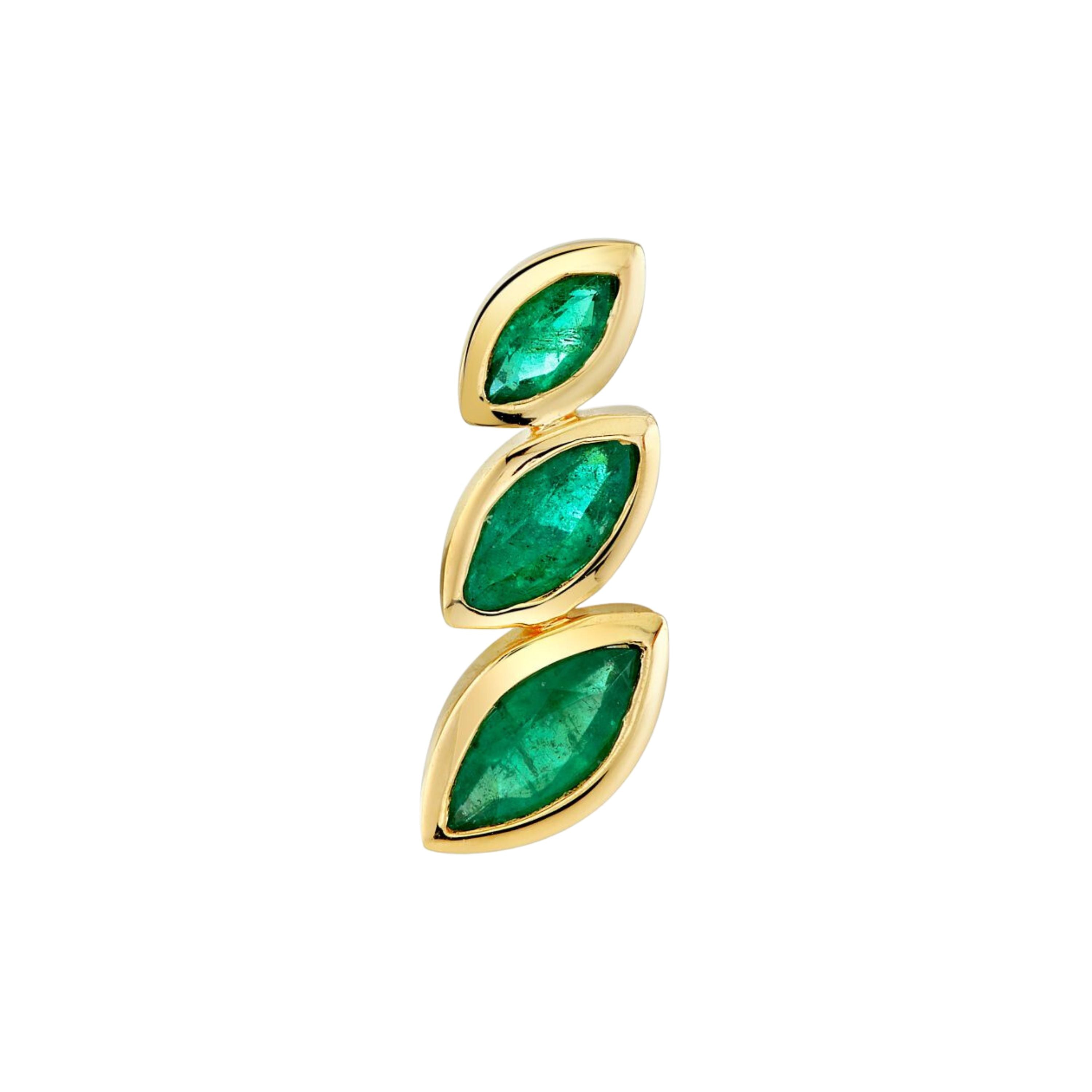 EMERALD STACKED MARQUISE SINGLE STUD