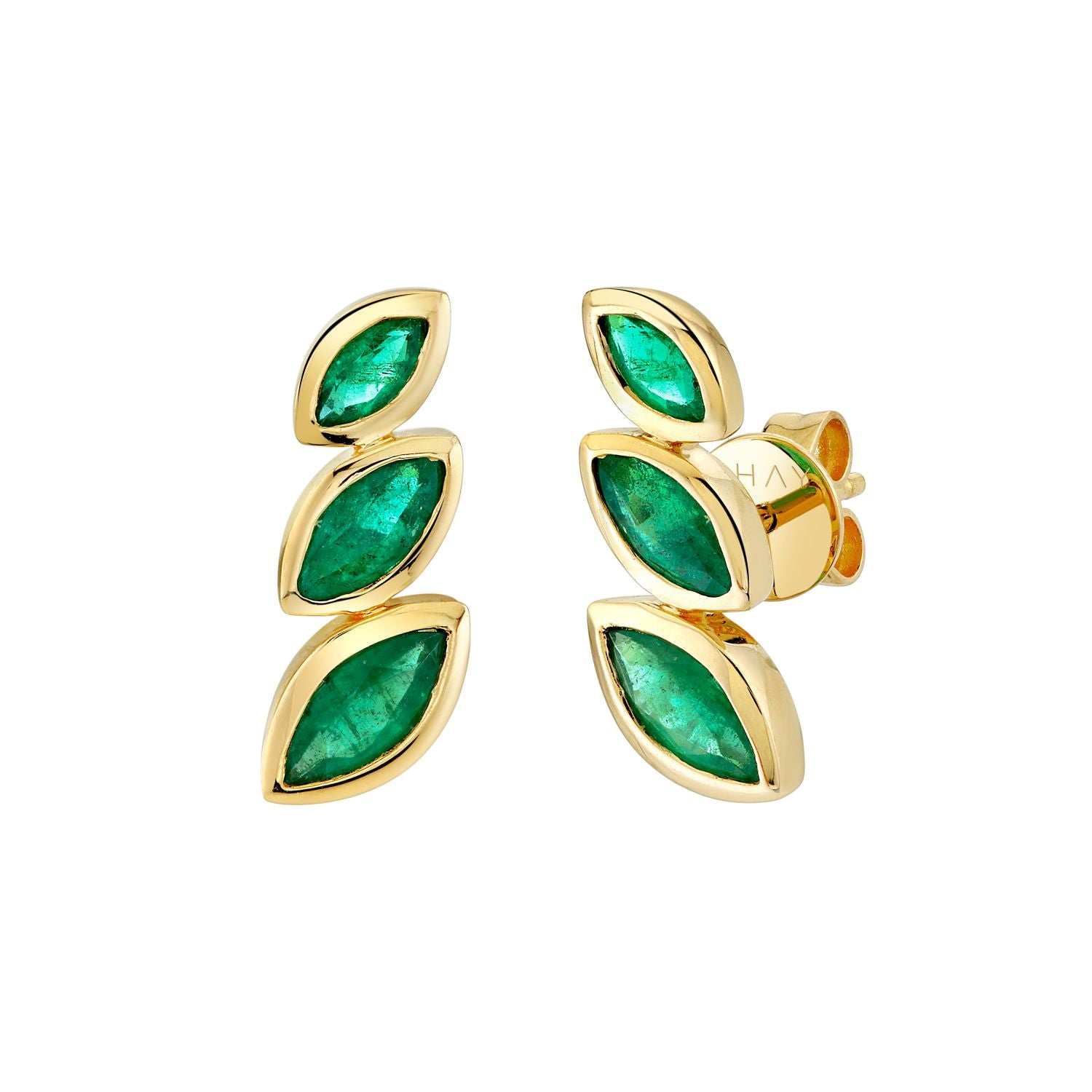EMERALD STACKED MARQUISE STUDS
